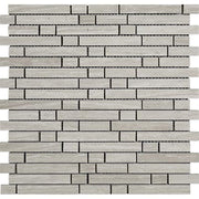 Wooden Gray Polished Marble Mosaic Bullet Strips