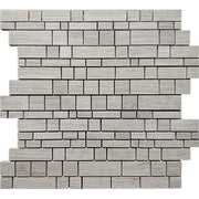 Wooden Gray Polished Marble Mosaic Mixed Strips