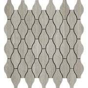 Wooden Gray Polished Marble Mosaic Vase