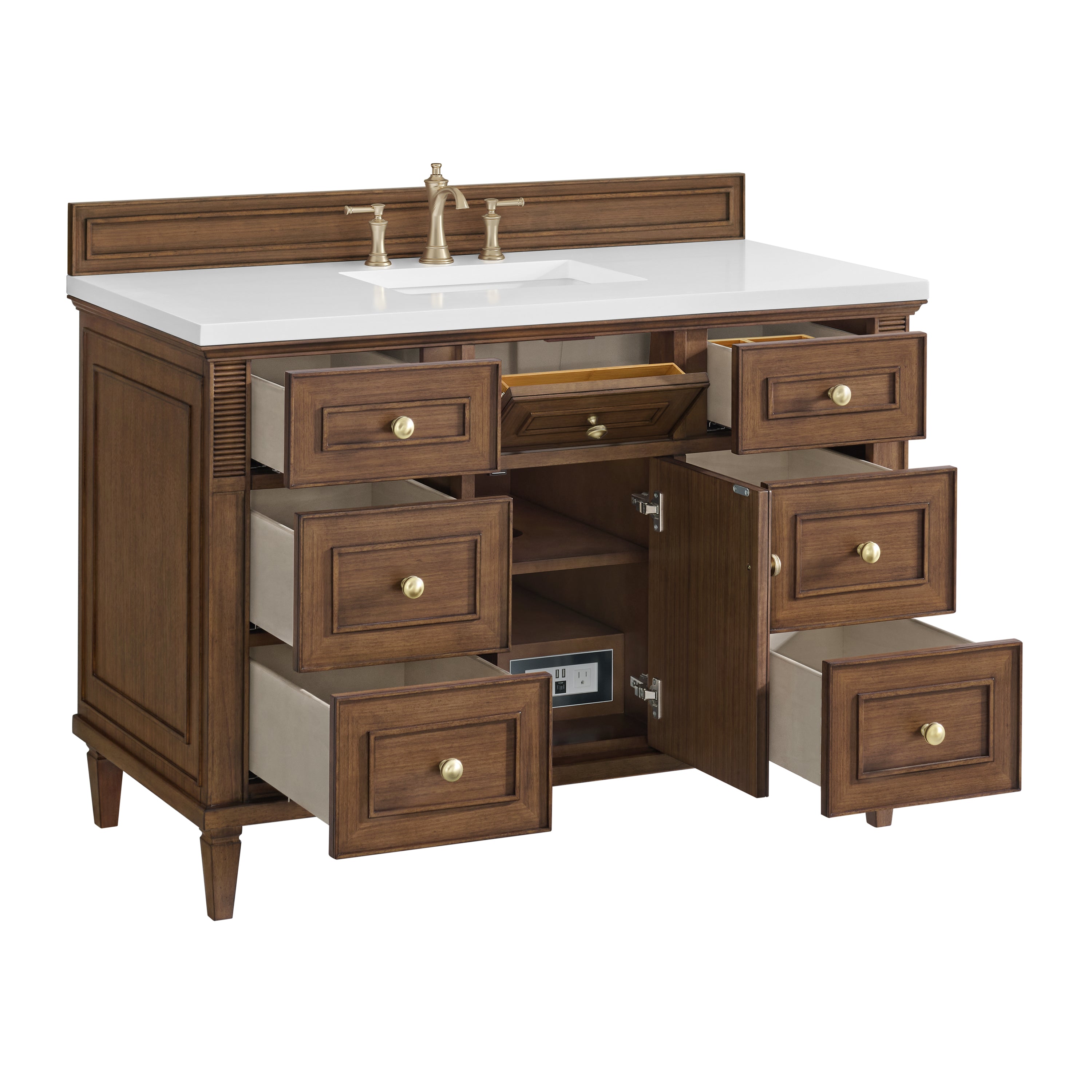 James Martin Lorelai 48" Single Vanity in Mid-Century Walnut with 3cm Countertop