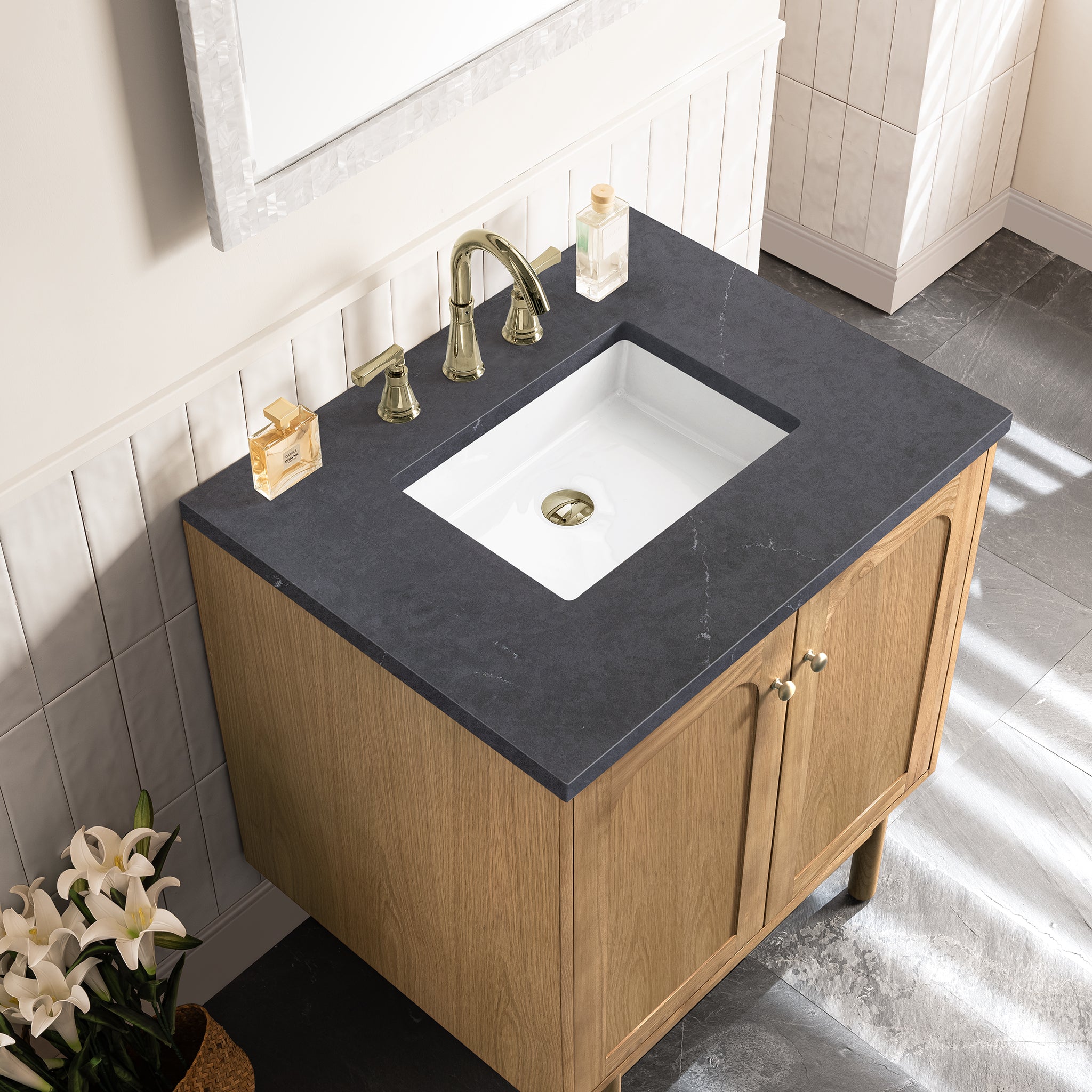 James Martin Laurent 30" Single Vanity in Light Natural Oak with 3cm Countertop