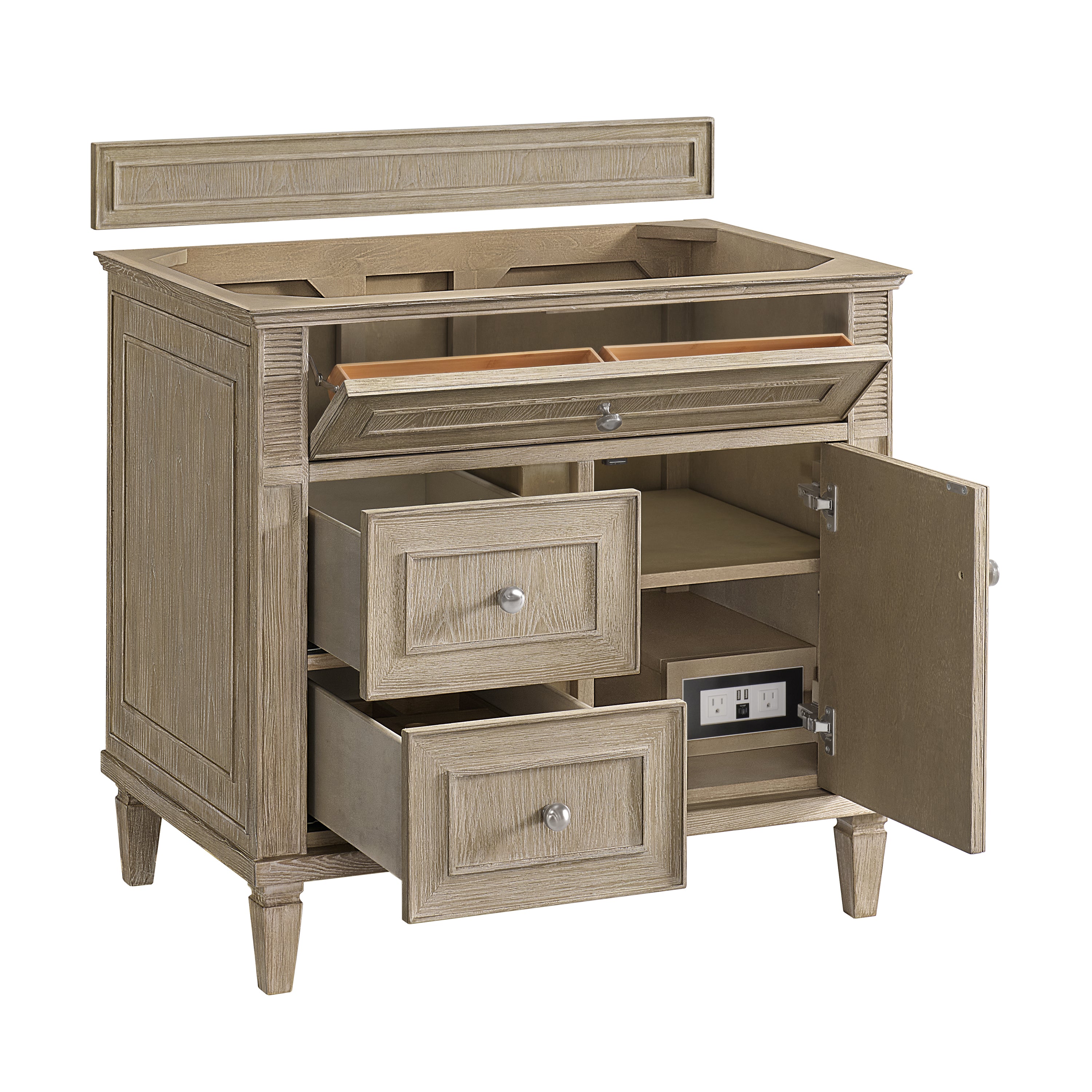 James Martin Lorelai 36" Single Vanity in Whitewashed Oak with 3cm Countertop