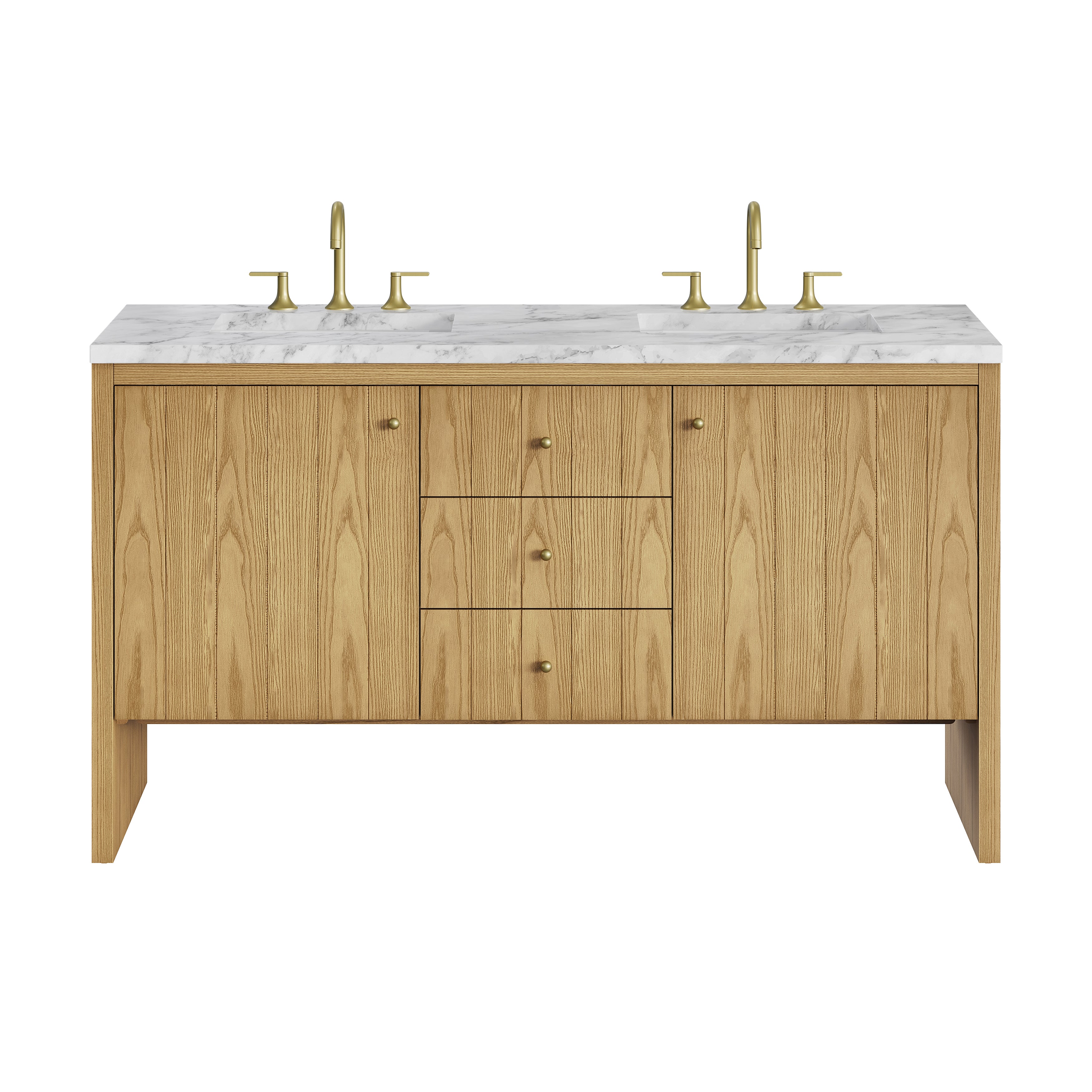 James Martin Hudson 60" Double Vanity in Light Natural Oak with 3cm Countertop