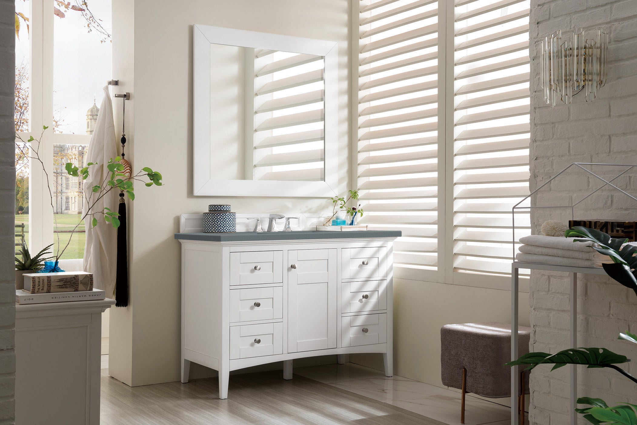 James Martin Palisades 48" Single Vanity in Bright White with 3cm Countertop