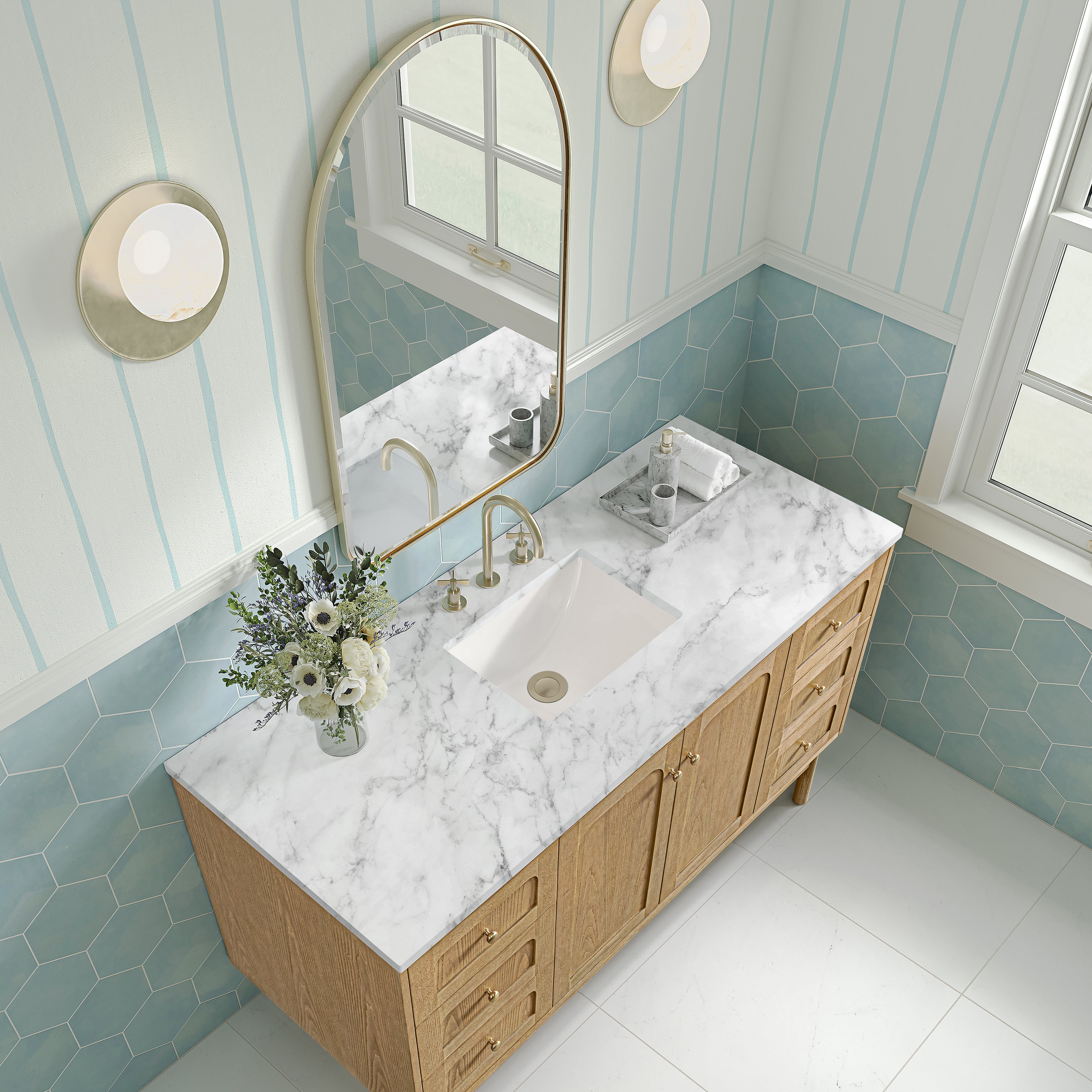 James Martin Laurent 60" Single Vanity in Light Natural Oak with 3cm Countertop
