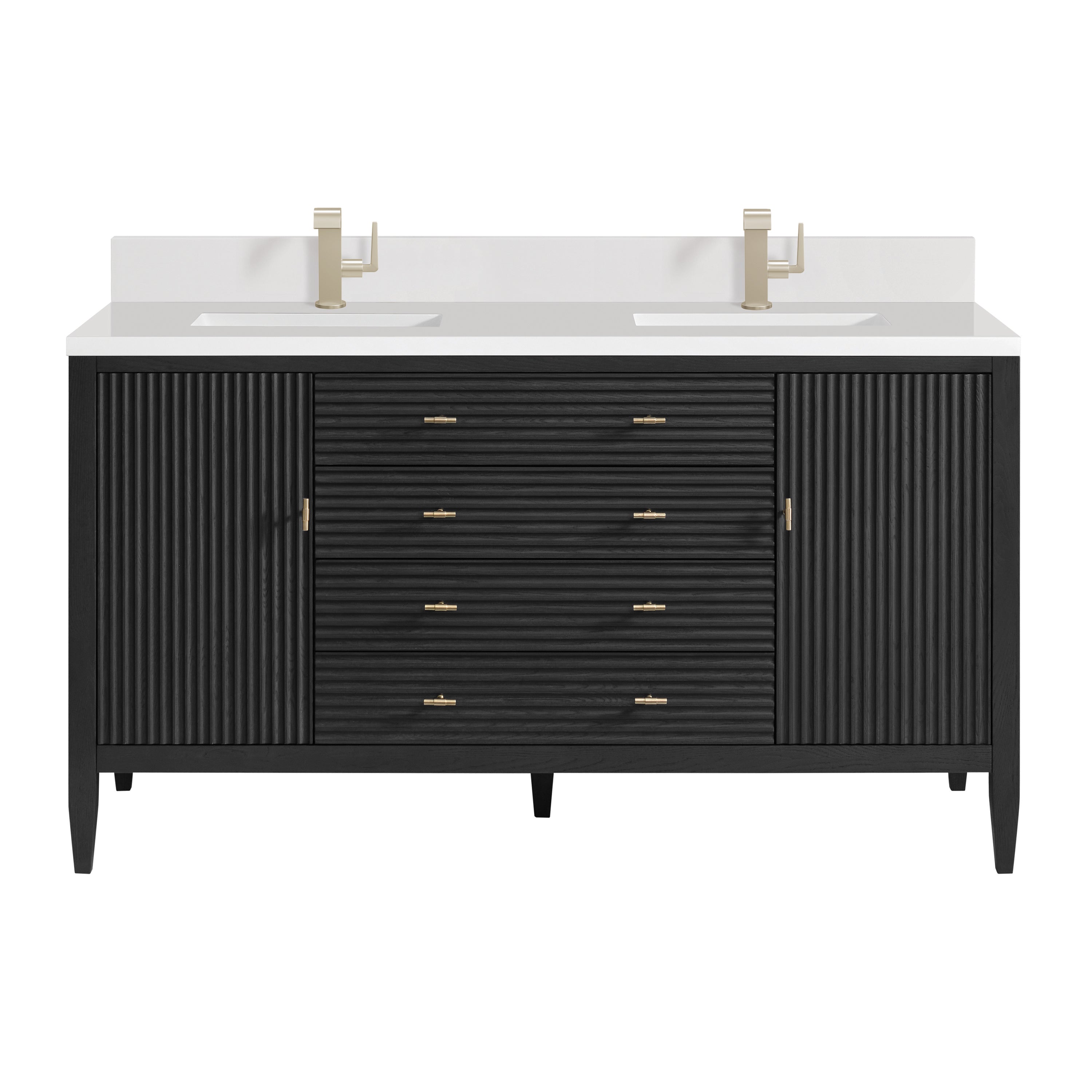 James Martin Myrrin 60" Double Vanity in Carbon Oak with 3cm Countertop