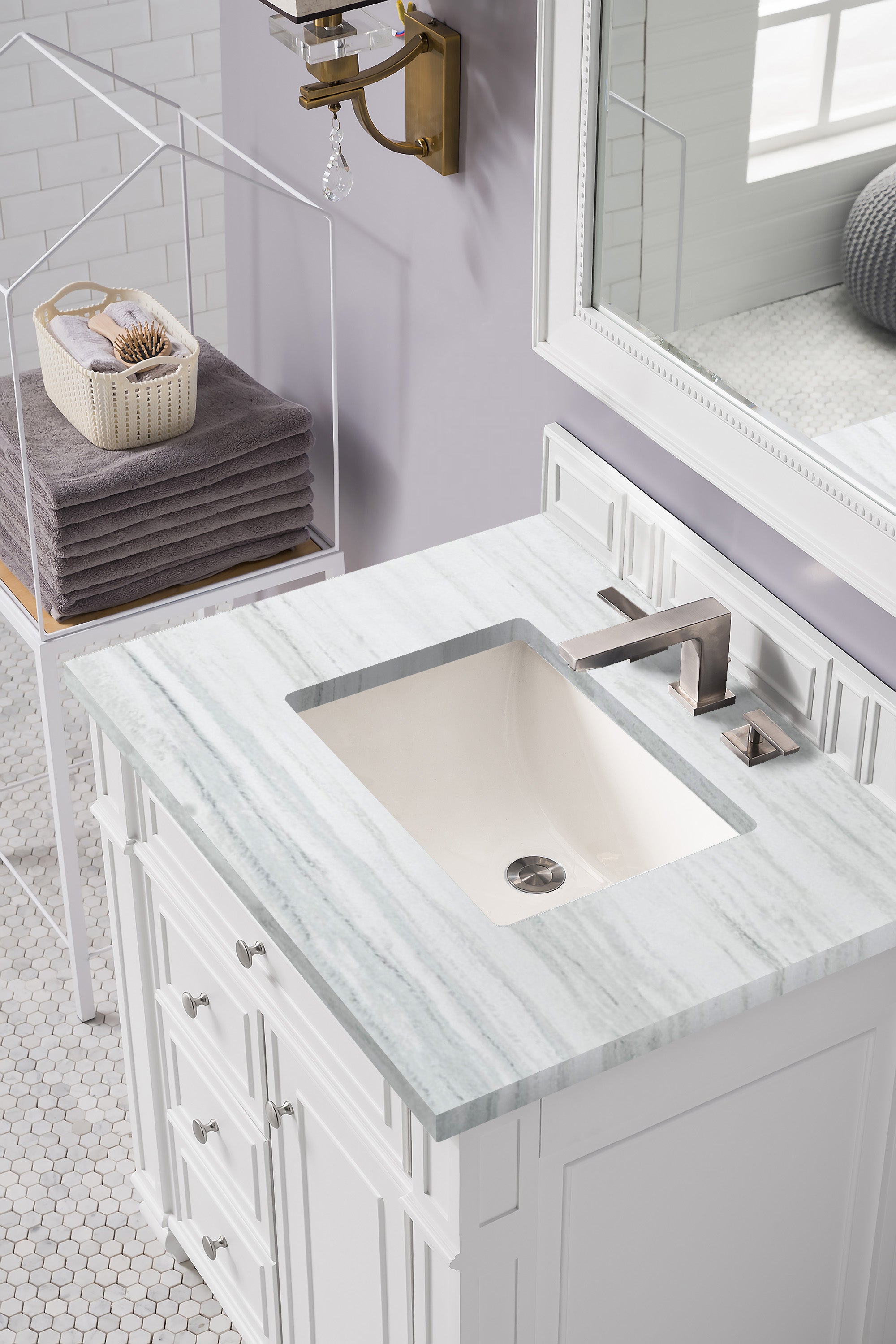 James Martin Bristol 30" Single Vanity in Bright White with 3cm Countertop
