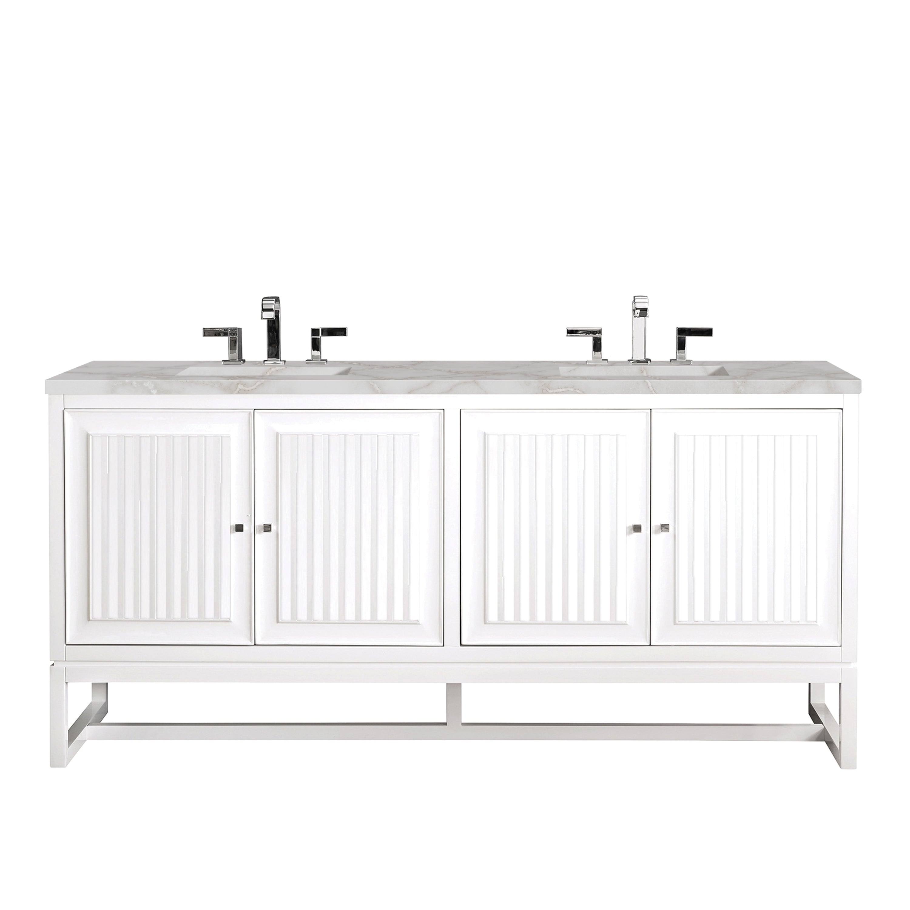 James Martin Athens 72" Double Vanity in Glossy White with 3cm Countertop
