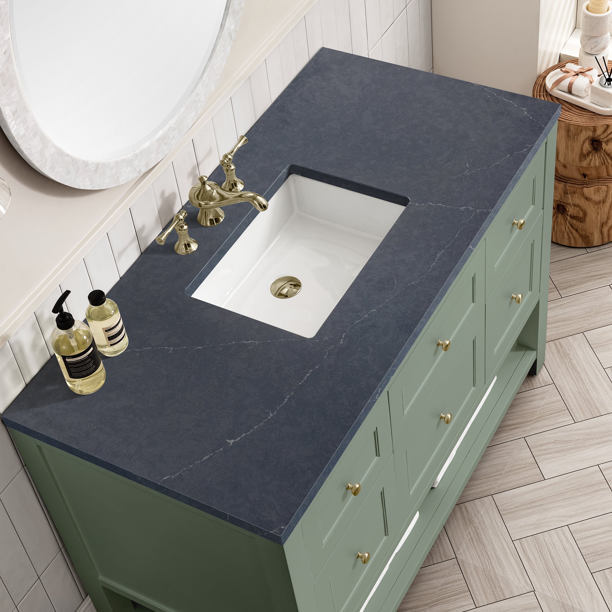 James Martin Breckenridge 48" Single Vanity in Smokey Celadon with 3cm Countertop