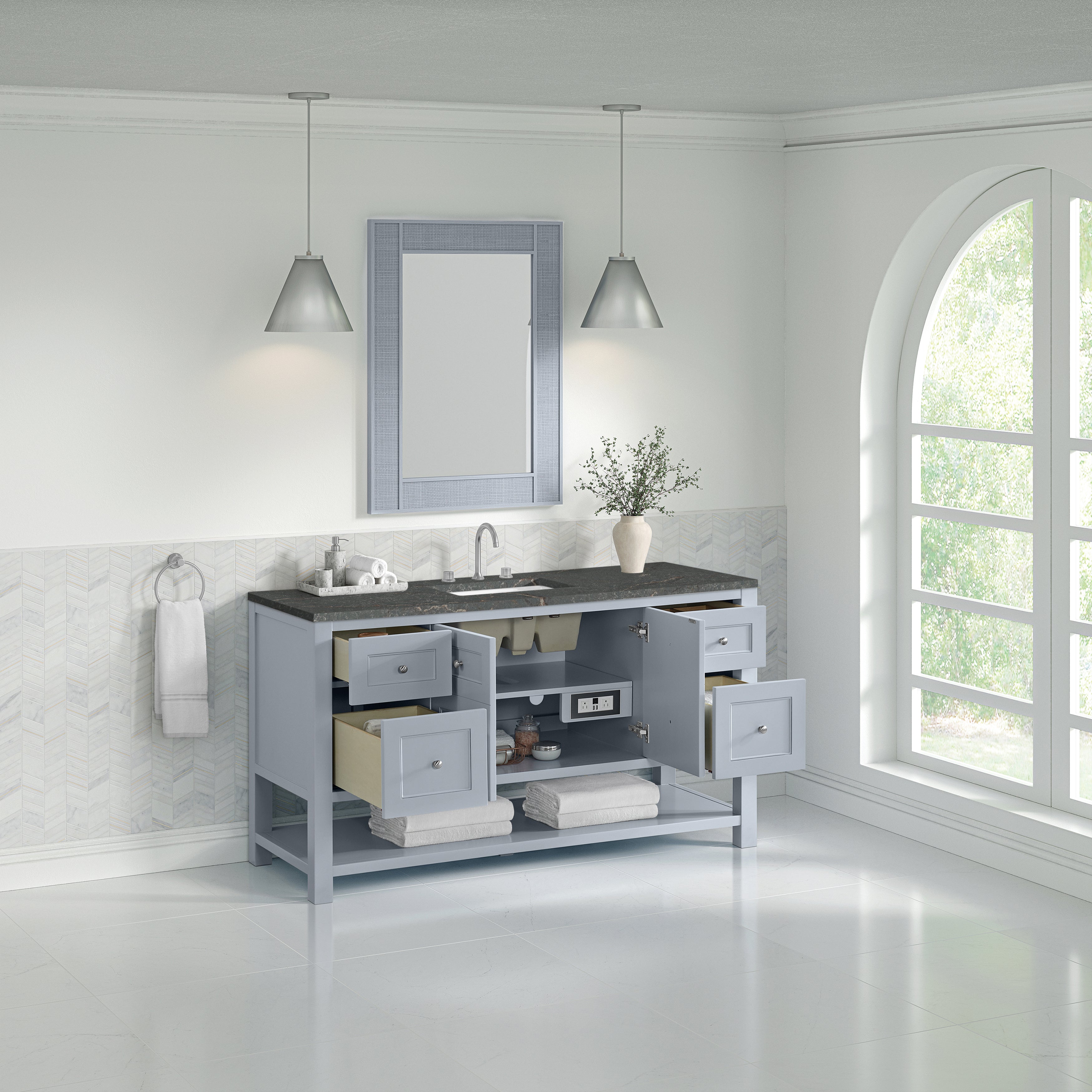 James Martin Breckenridge 60" Single Vanity in Serenity Blue with 3cm Countertop