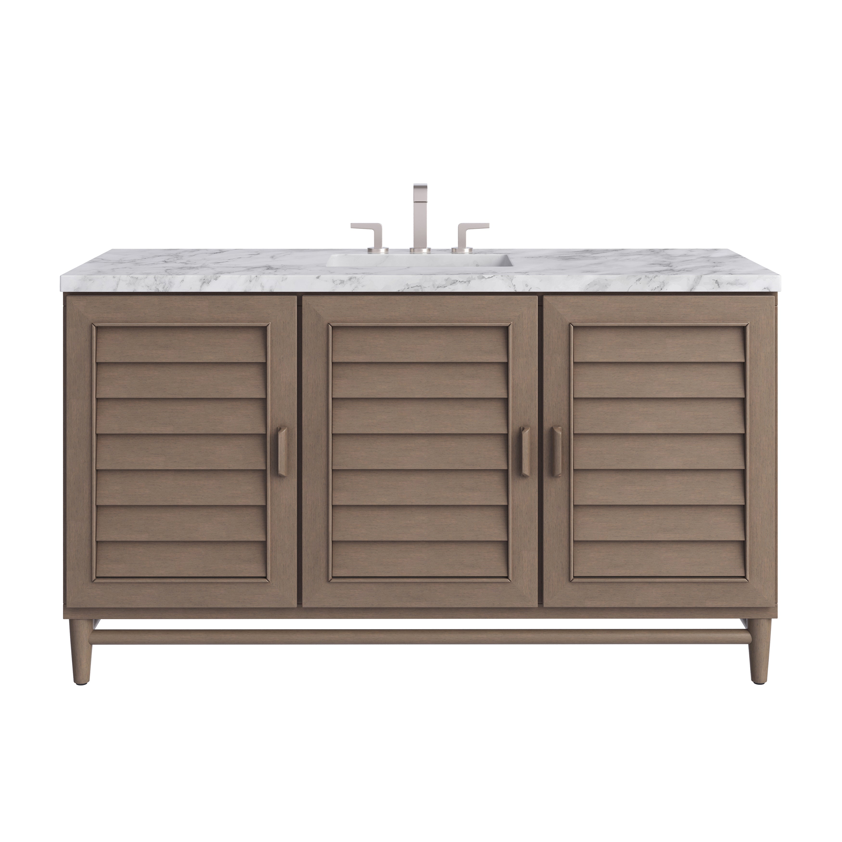 James Martin Portland 60" Single Vanity in Whitewashed Walnut with 3cm Countertop