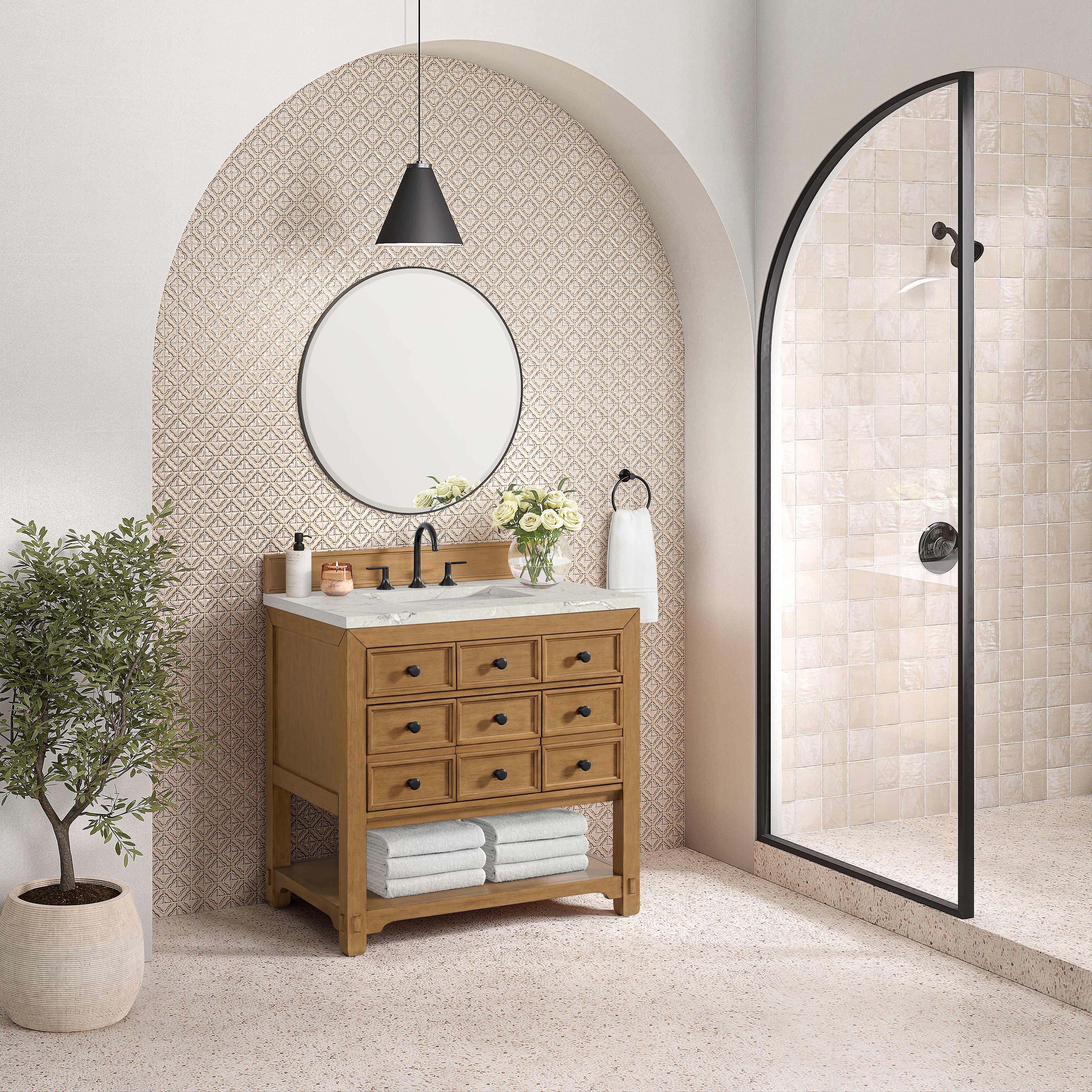 James Martin Malibu 36" Single Vanity in Amber Birch with 3cm Countertop