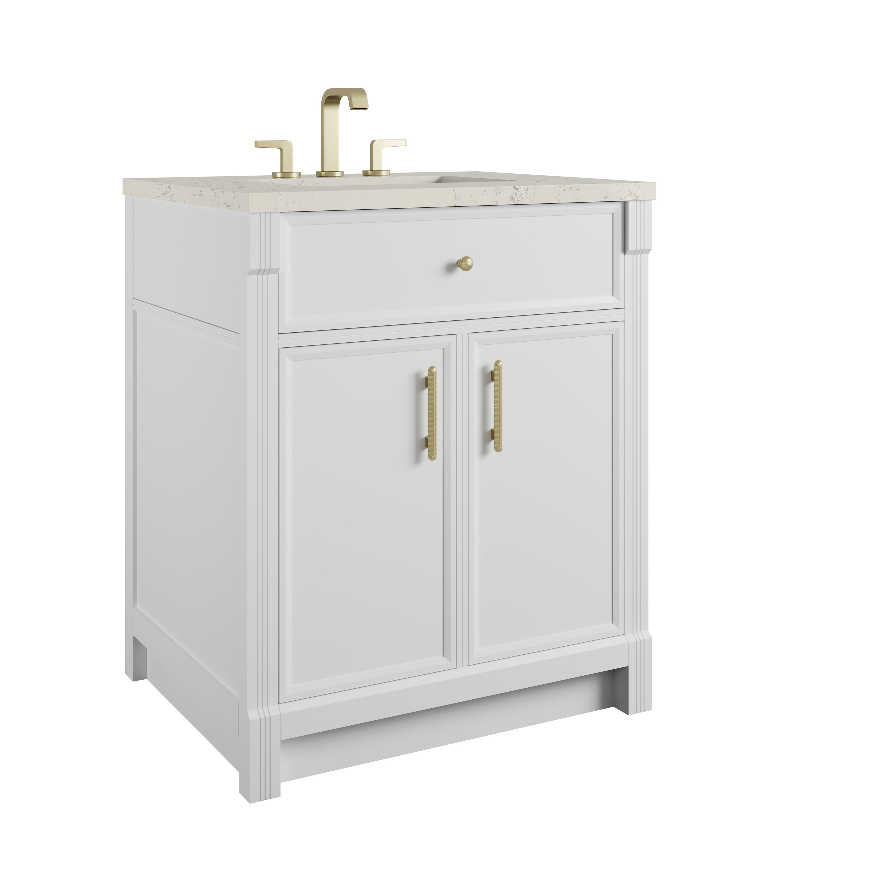 James Martin Bellshire 30" Single Vanity in Bright White with 3cm Countertop