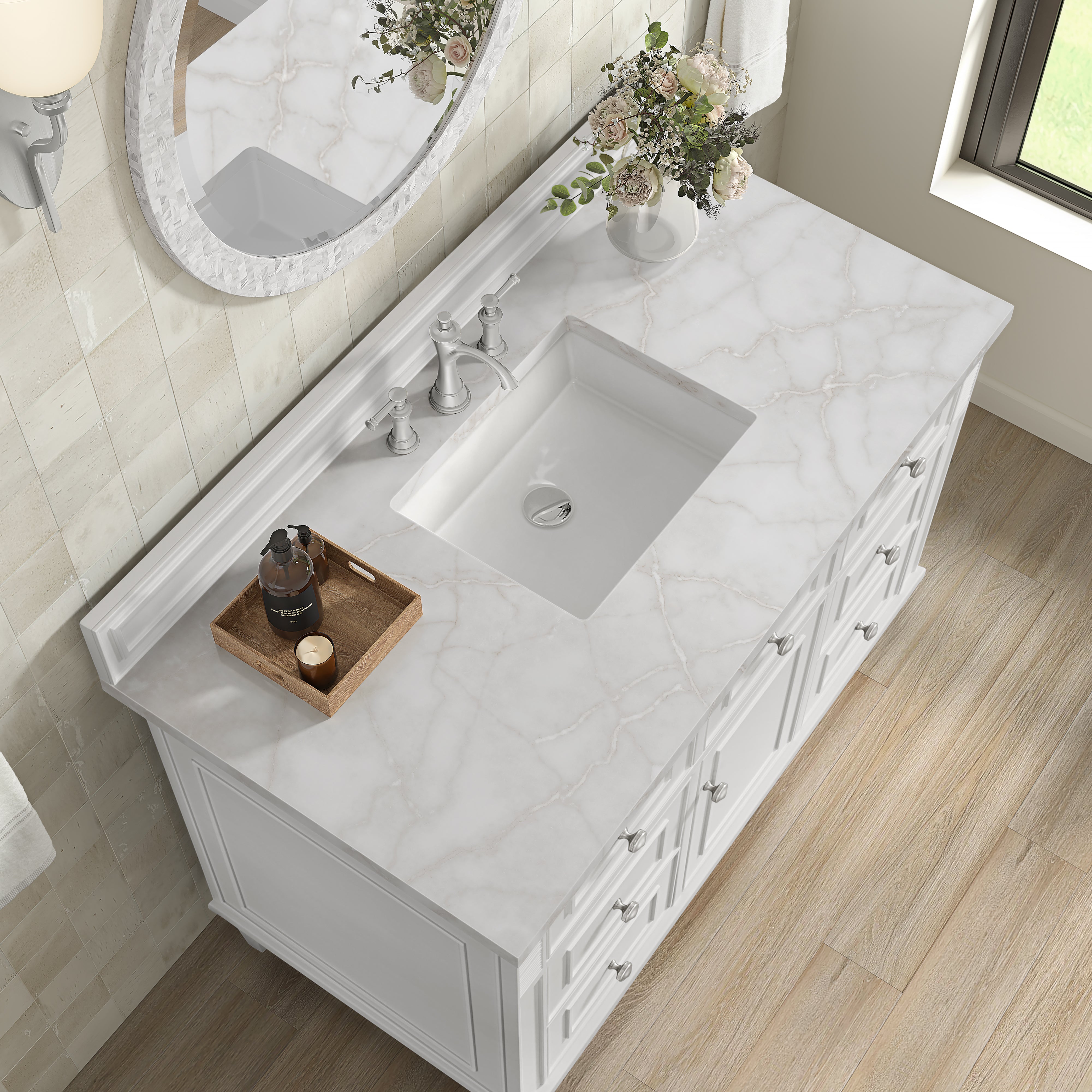 James Martin Lorelai 48" Single Vanity in Bright White with 3cm Countertop
