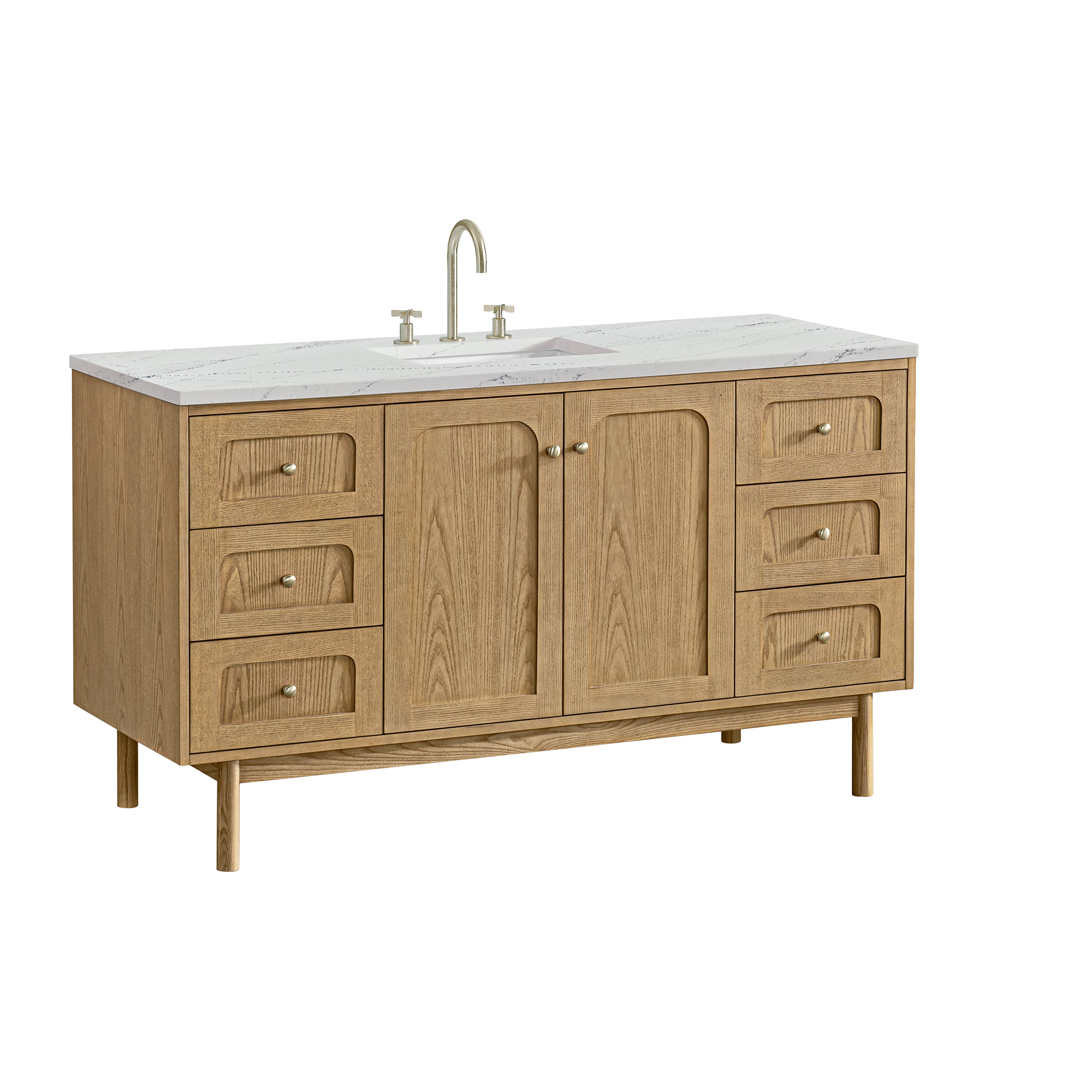 James Martin Laurent 60" Single Vanity in Light Natural Oak with 3cm Countertop