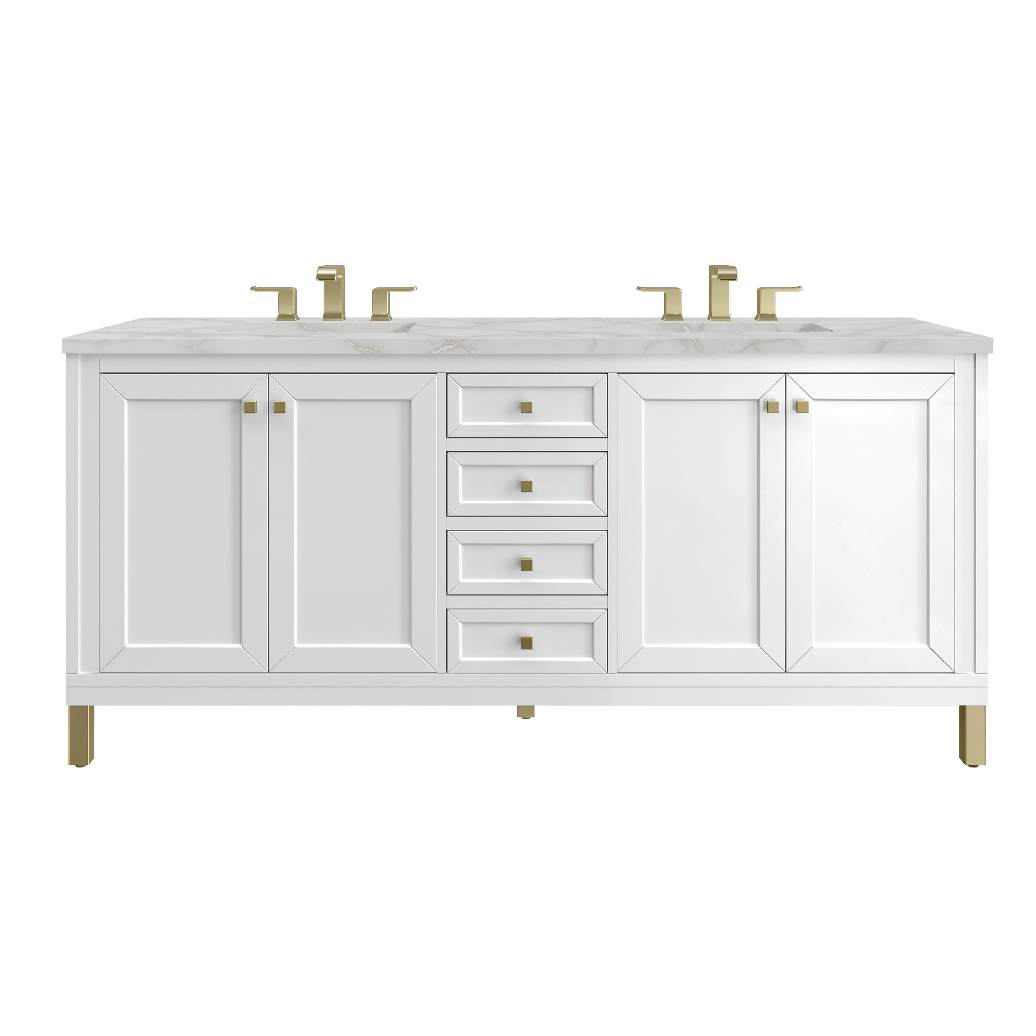 James Martin Chicago 72" Double Vanity in Glossy White with 3cm Countertop