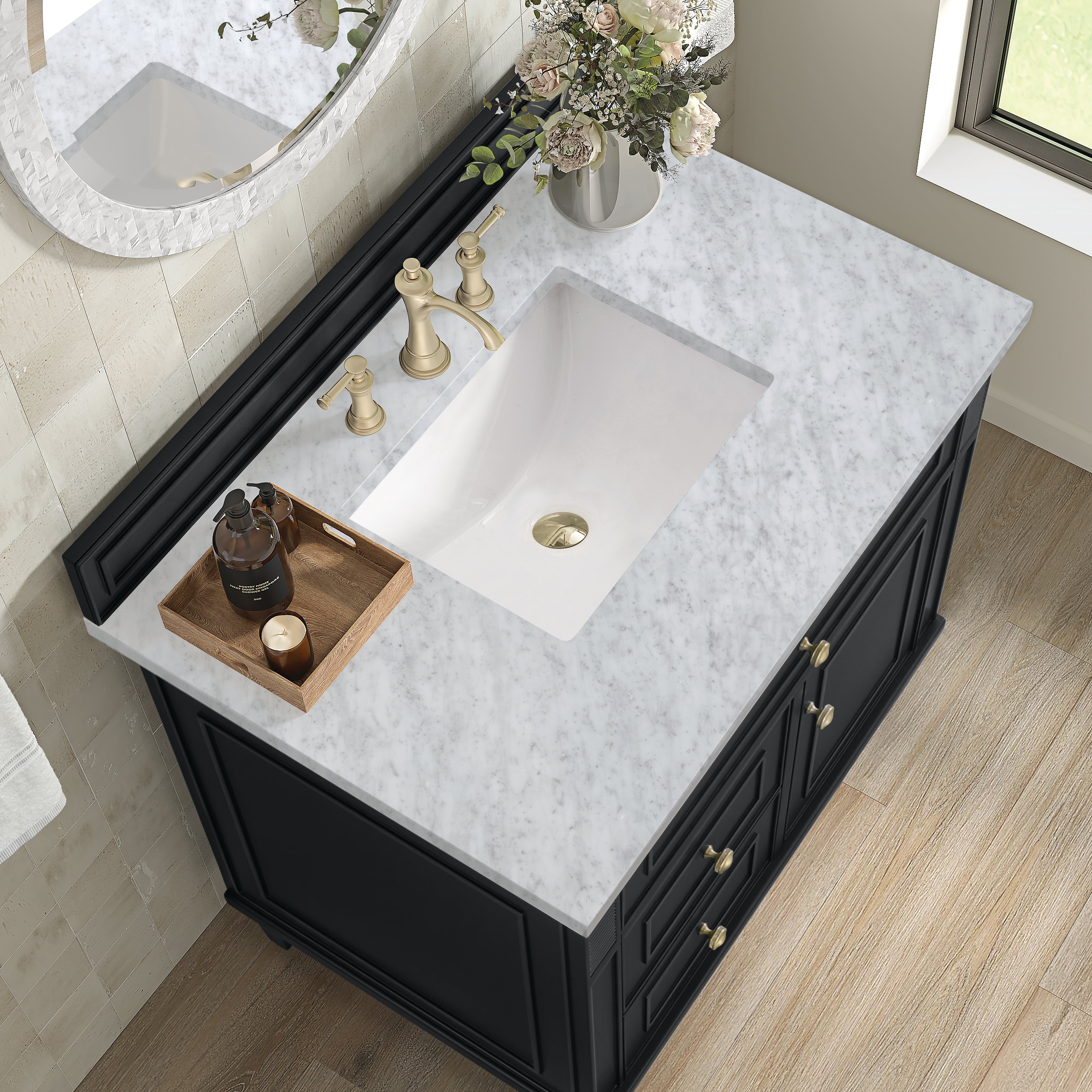James Martin Lorelai 36" Single Vanity in Black Onyx with 3cm Countertop