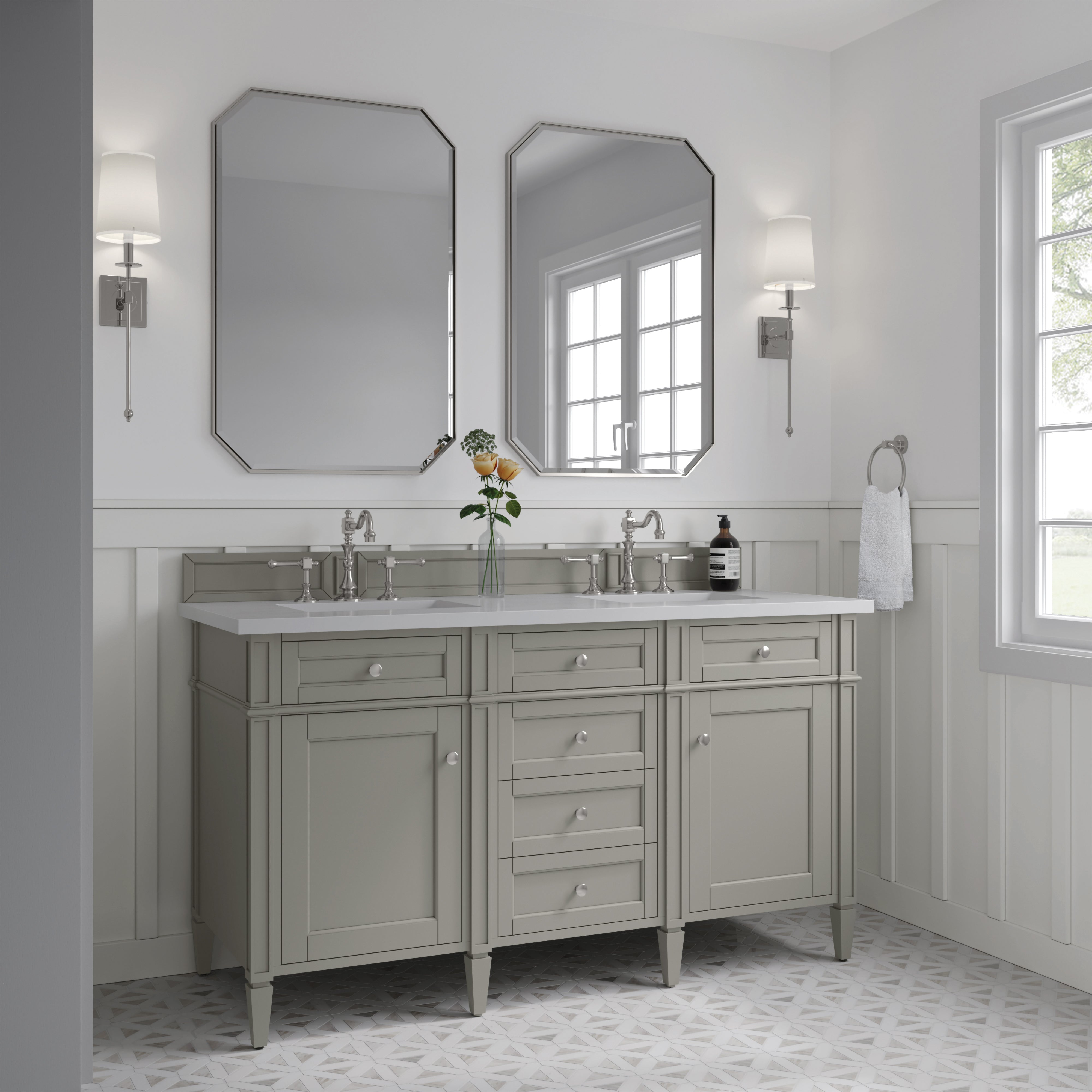 James Martin Brittany 60" Double Vanity in Urban Gray with 3cm Countertop