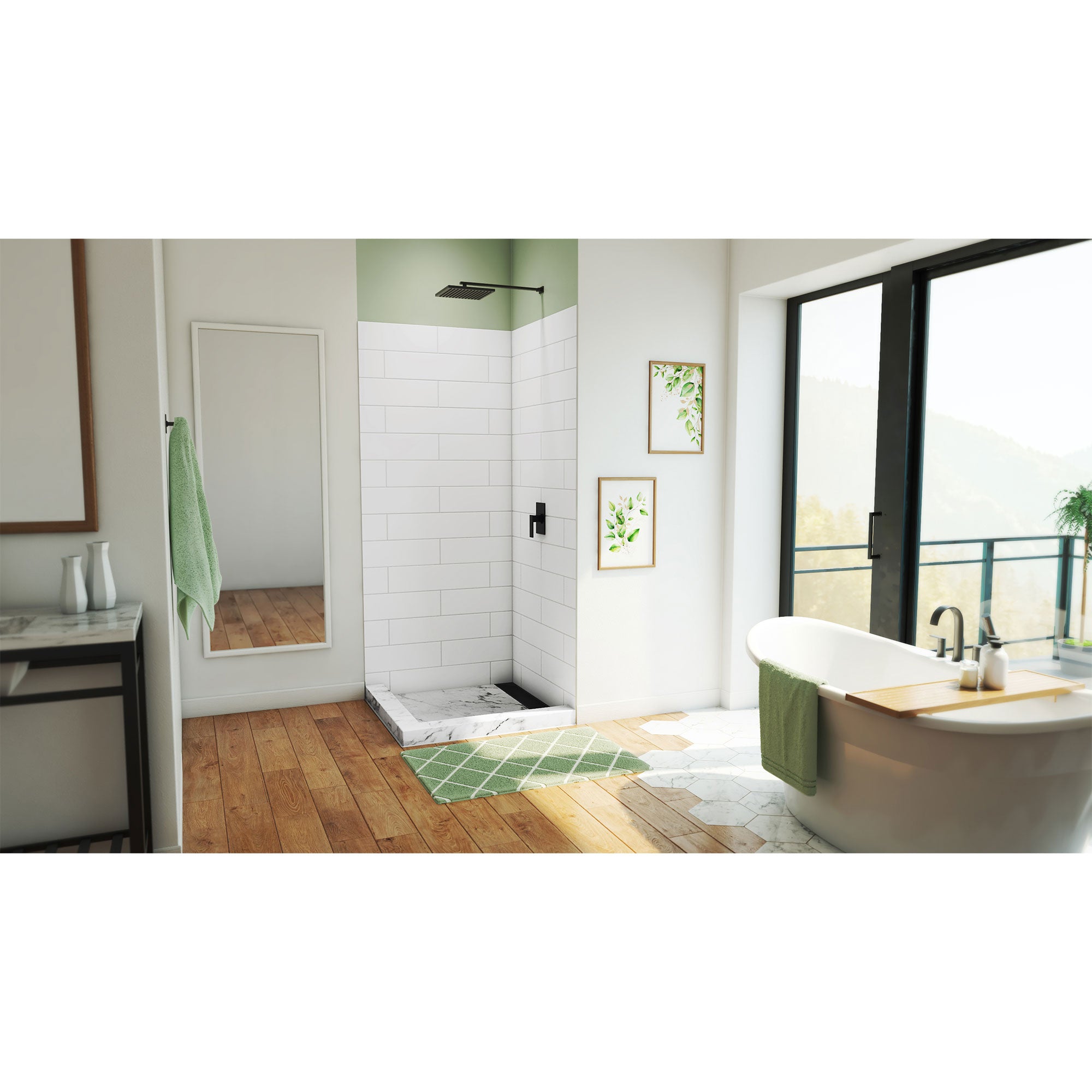 DreamLine DreamStone 36 inch D x 36 inch W x 84 inch H Corner Shower Wall Kit