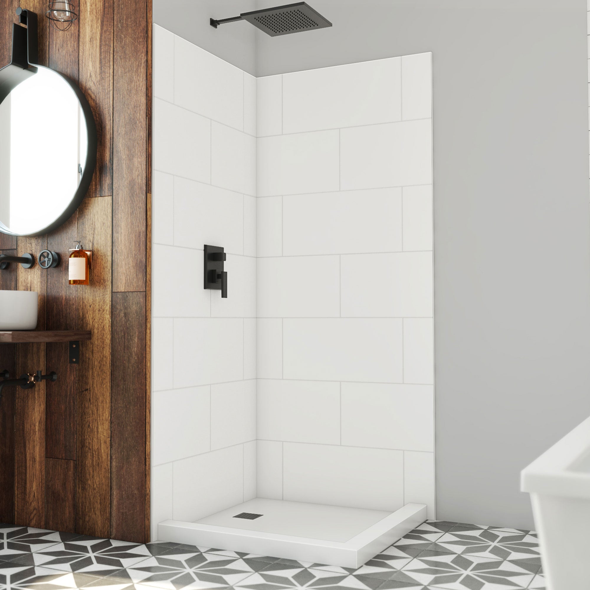 DreamLine DreamStone 36 inch D x 36 inch W x 84 inch H Corner Shower Wall Kit