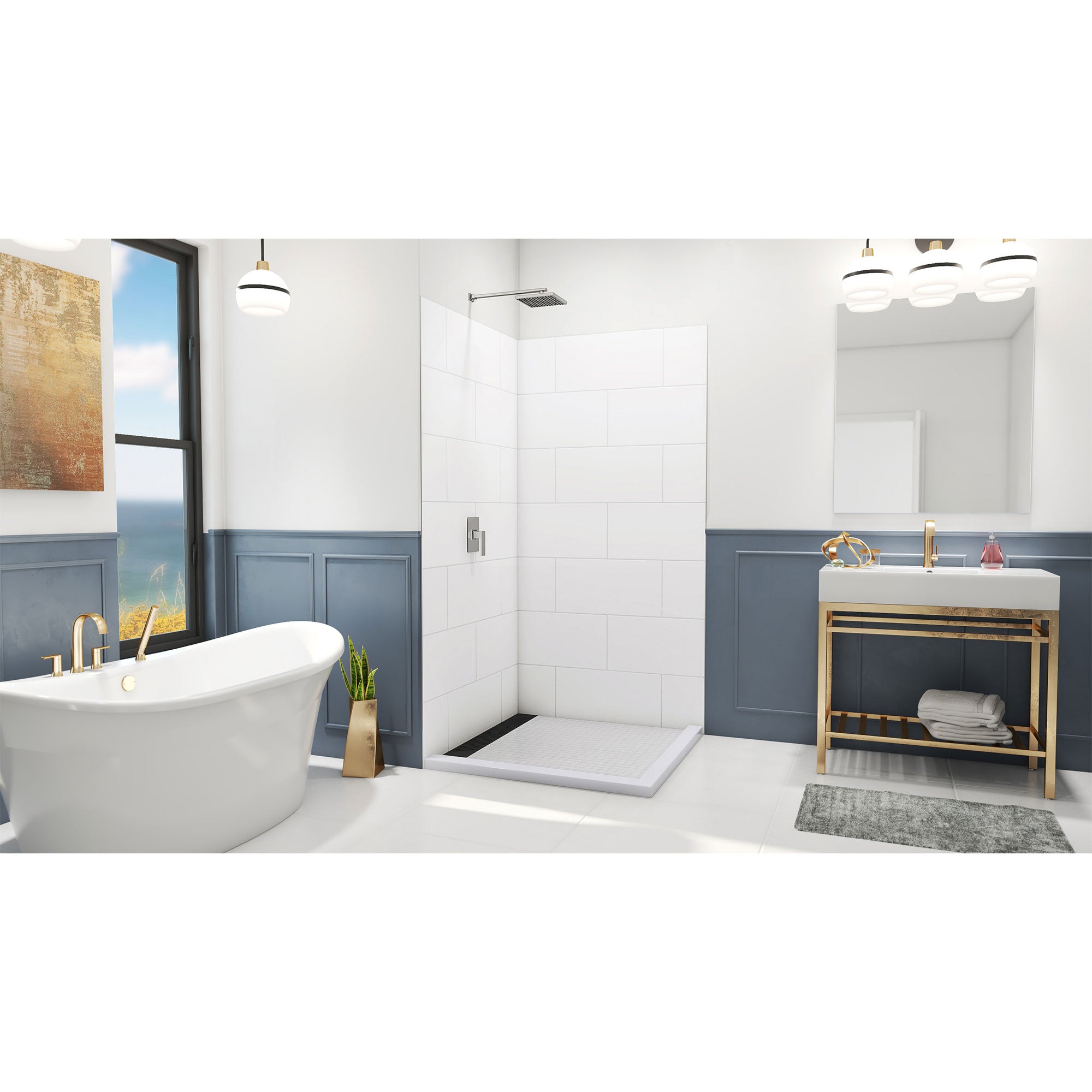 DreamLine DreamStone 42 inch D x 42 inch W x 84 inch H Corner Shower Wall Kit