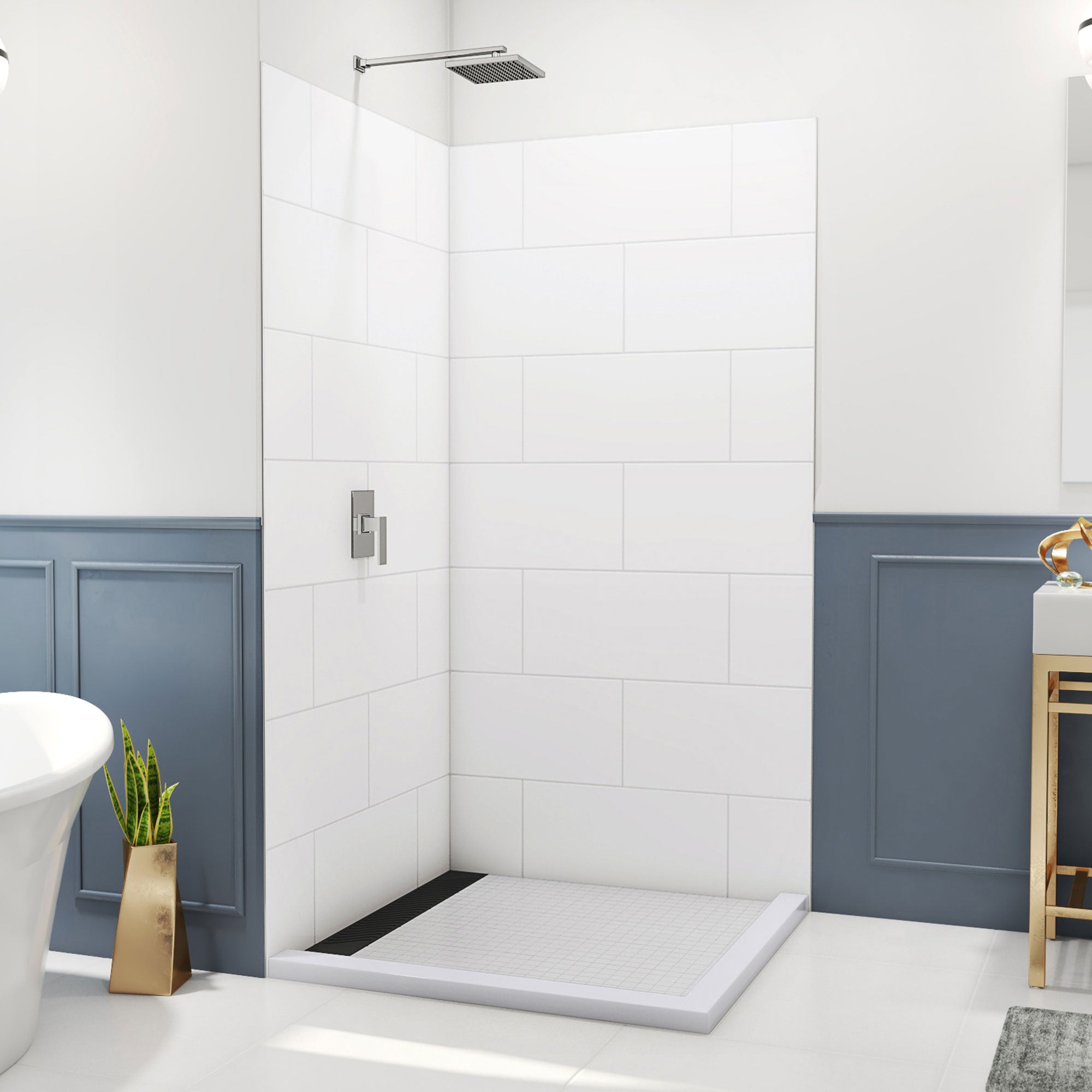 DreamLine DreamStone 42 inch D x 42 inch W x 84 inch H Corner Shower Wall Kit