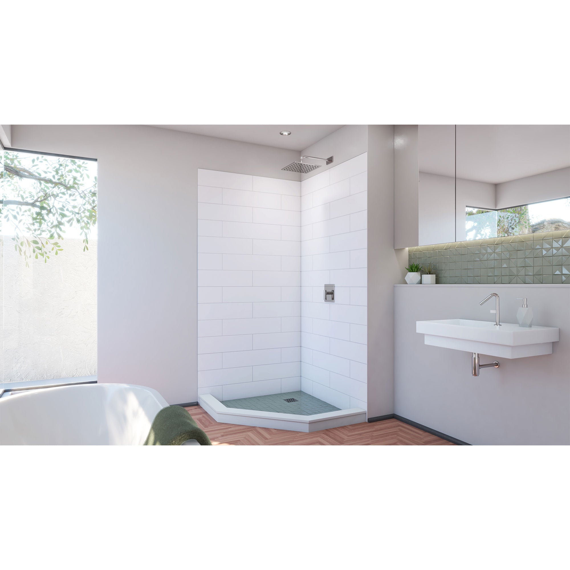 DreamLine DreamStone 42 inch D x 42 inch W x 84 inch H Corner Shower Wall Kit