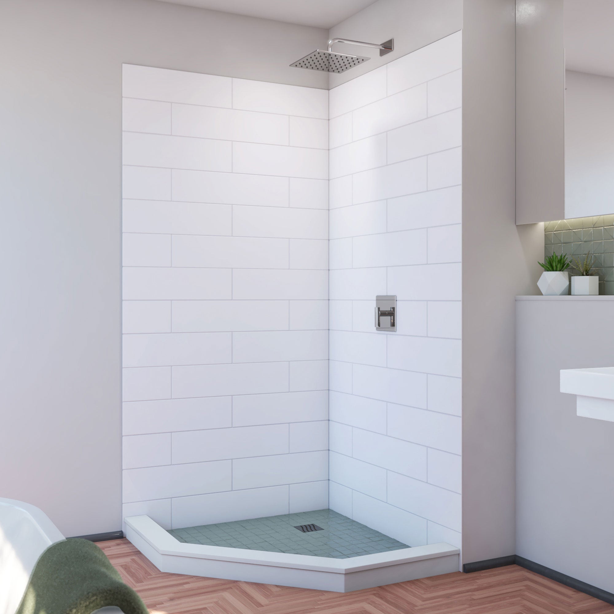 DreamLine DreamStone 42 inch D x 42 inch W x 84 inch H Corner Shower Wall Kit