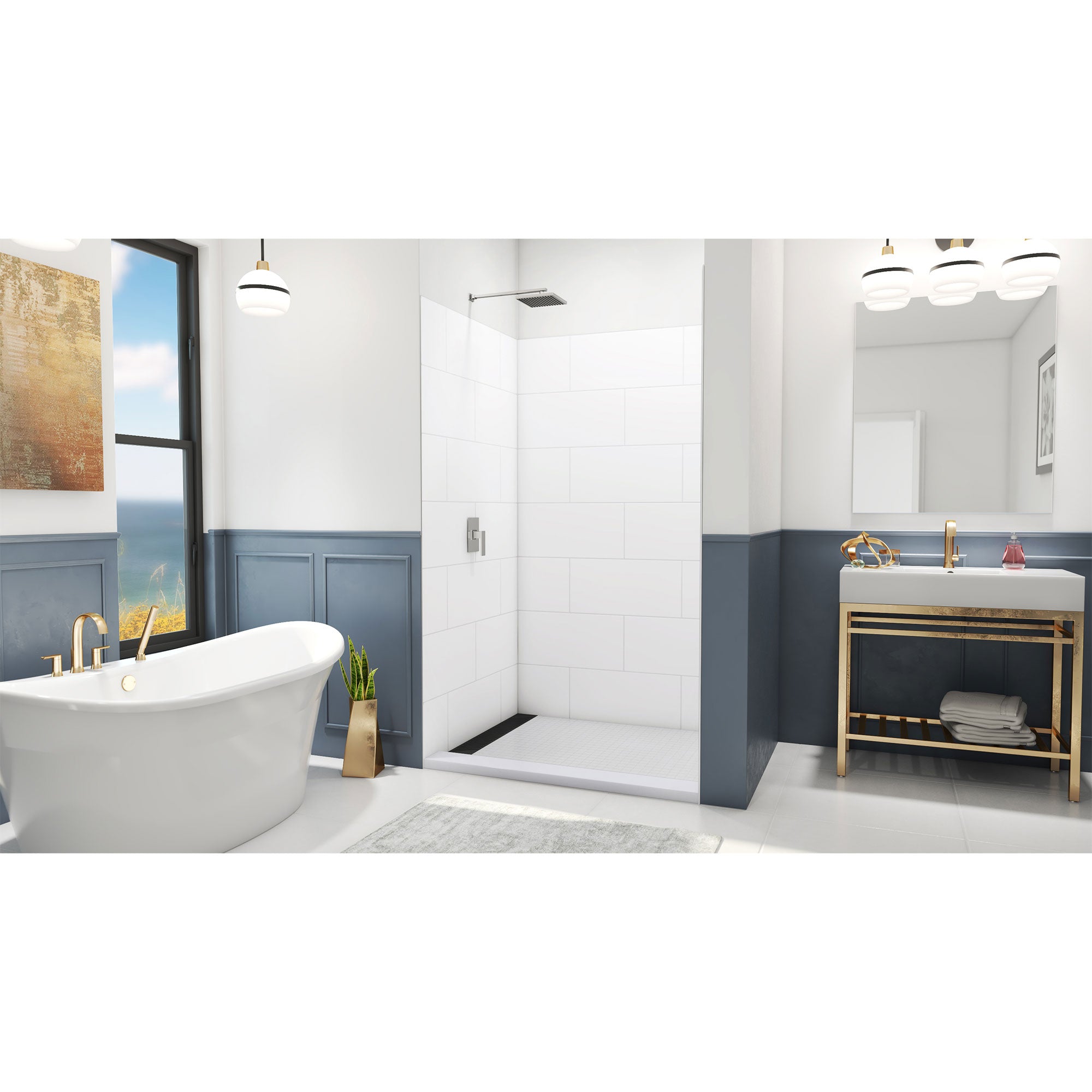 DreamLine DreamStone 42 inch D x 50 inch W x 84 inch H Shower Wall Kit