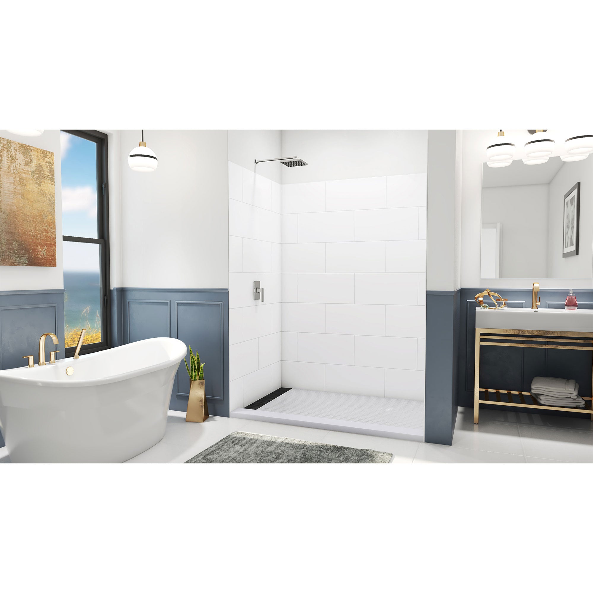 DreamLine DreamStone 42 inch D x 62 inch W x 84 inch H Shower Wall Kit