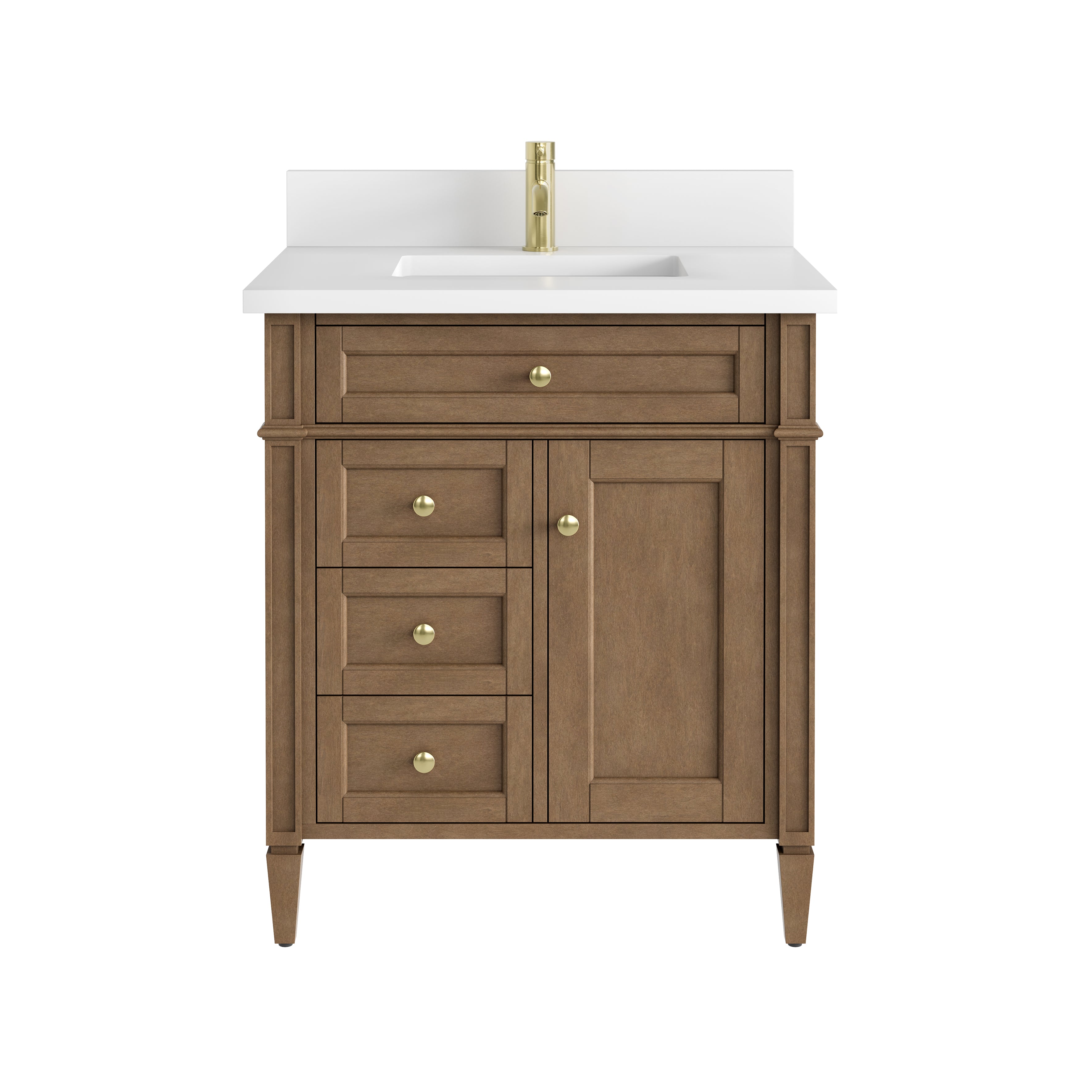 James Martin Brittany 30" Single Vanity in Pecan with 3cm Countertop