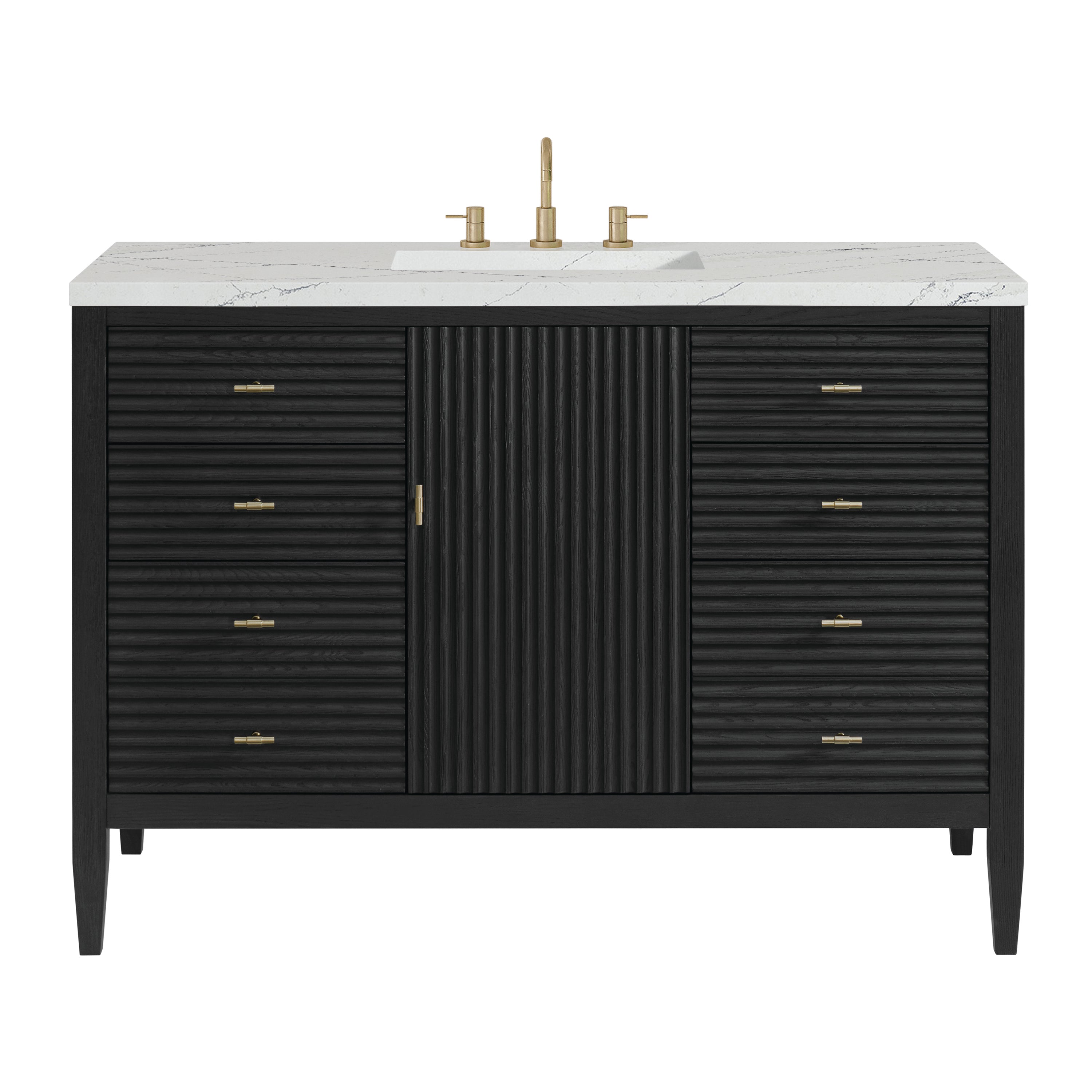 James Martin Myrrin 48" Single Vanity in Carbon Oak with 3cm Countertop and FreePower Wireless Charger