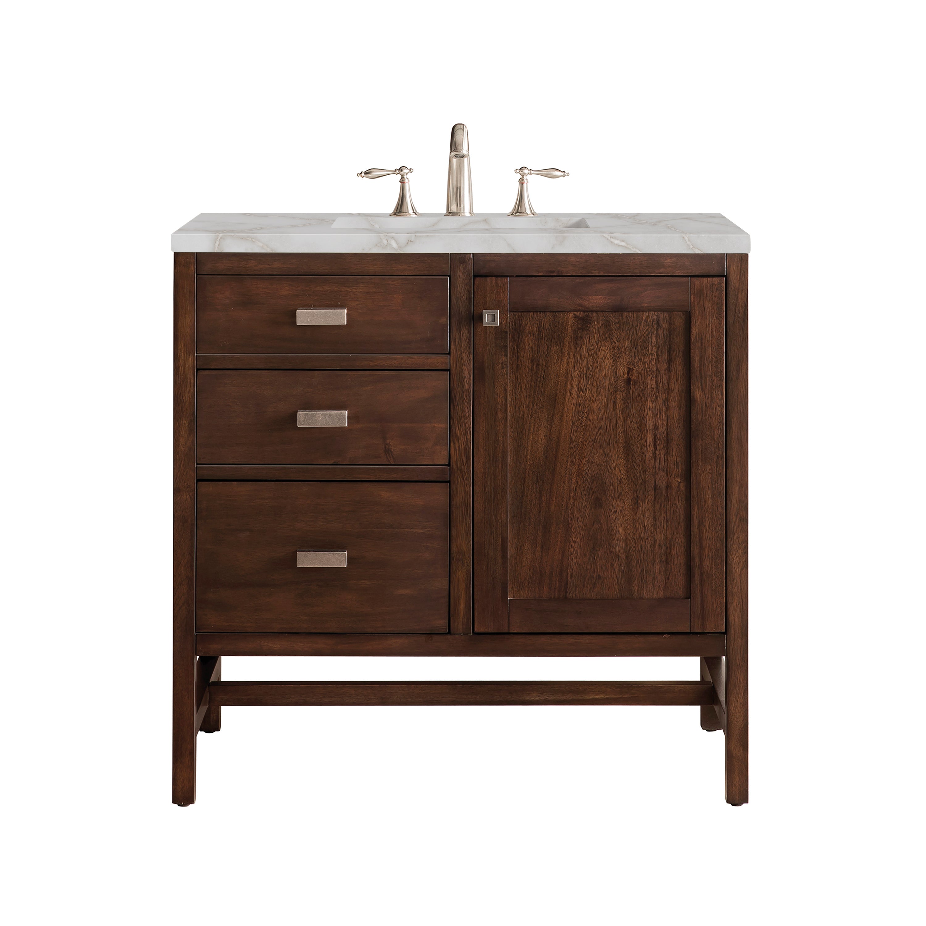 James Martin Addison 36" Single Vanity in Mid-Century Acacia with 3cm Countertop