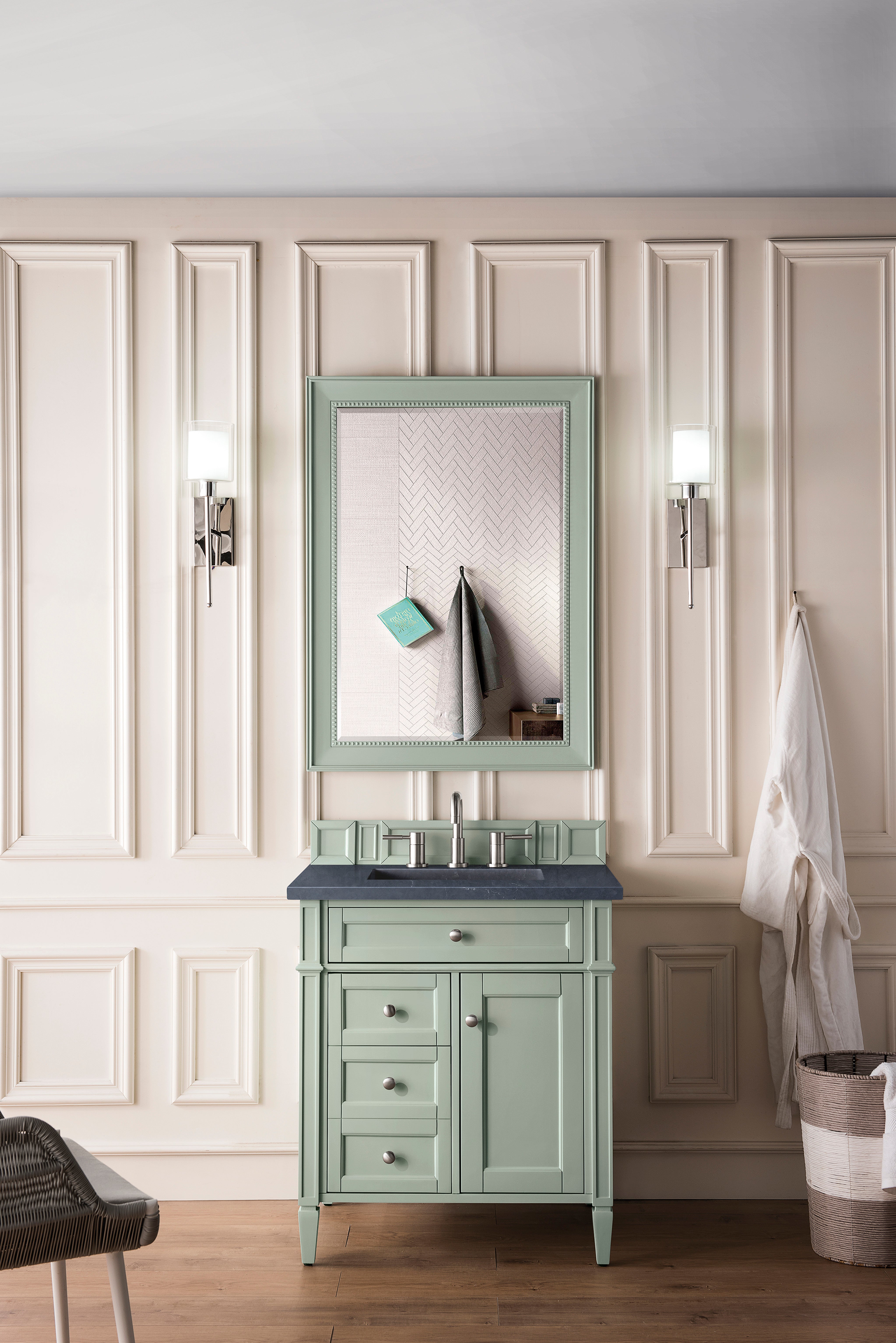 James Martin Brittany 30" Single Vanity in Sage Green with 3cm Countertop