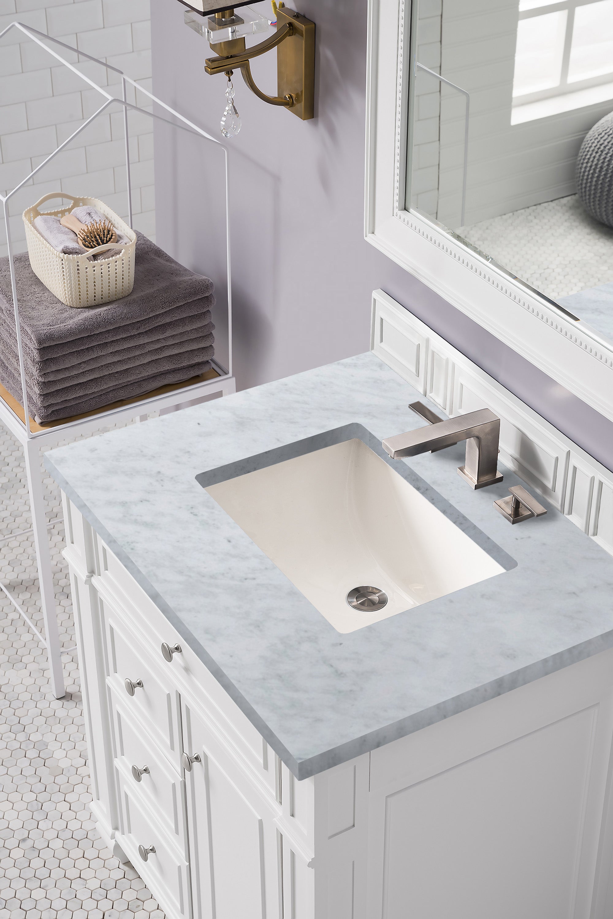 James Martin Bristol 30" Single Vanity in Bright White with 3cm Countertop