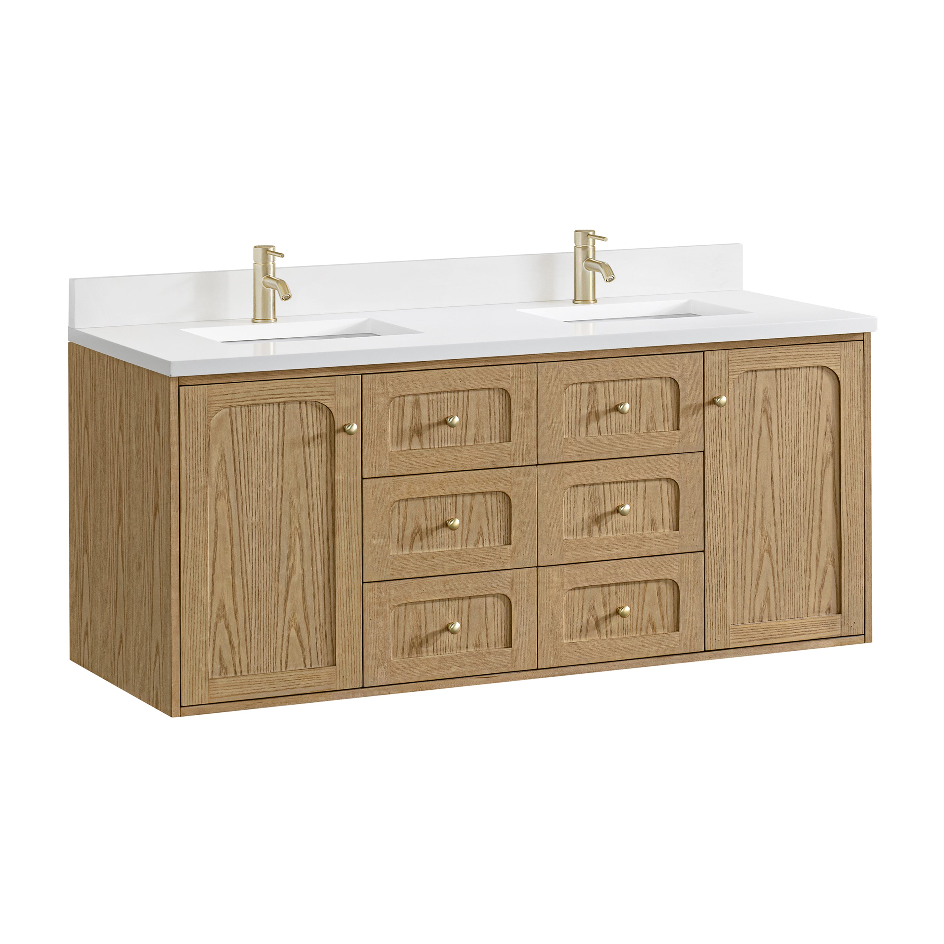 James Martin Laurent 60" Double Vanity in Light Natural Oak with 3cm Countertop