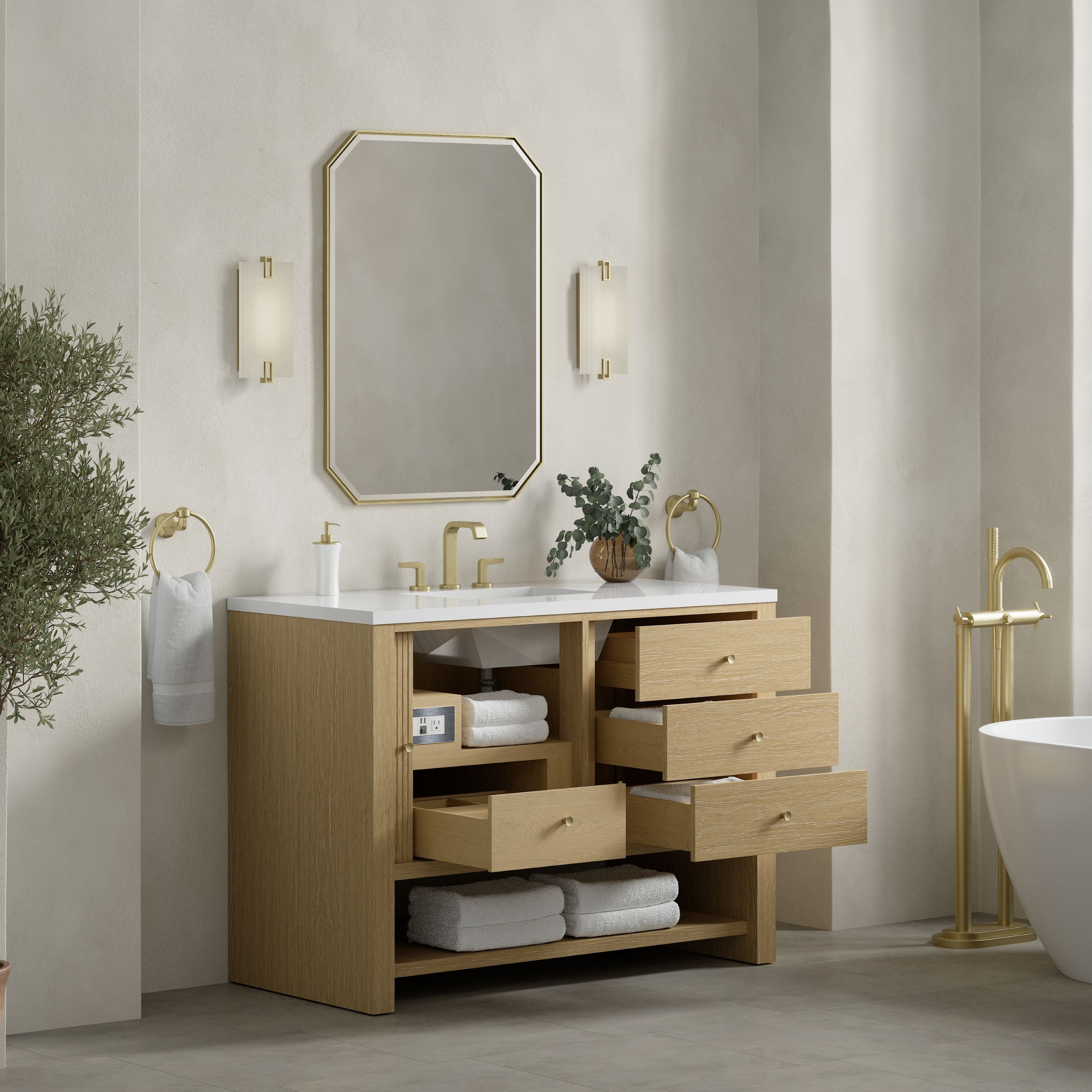 James Martin Marigot 48" Single Vanity in Sunwashed Oak with 3cm Countertop