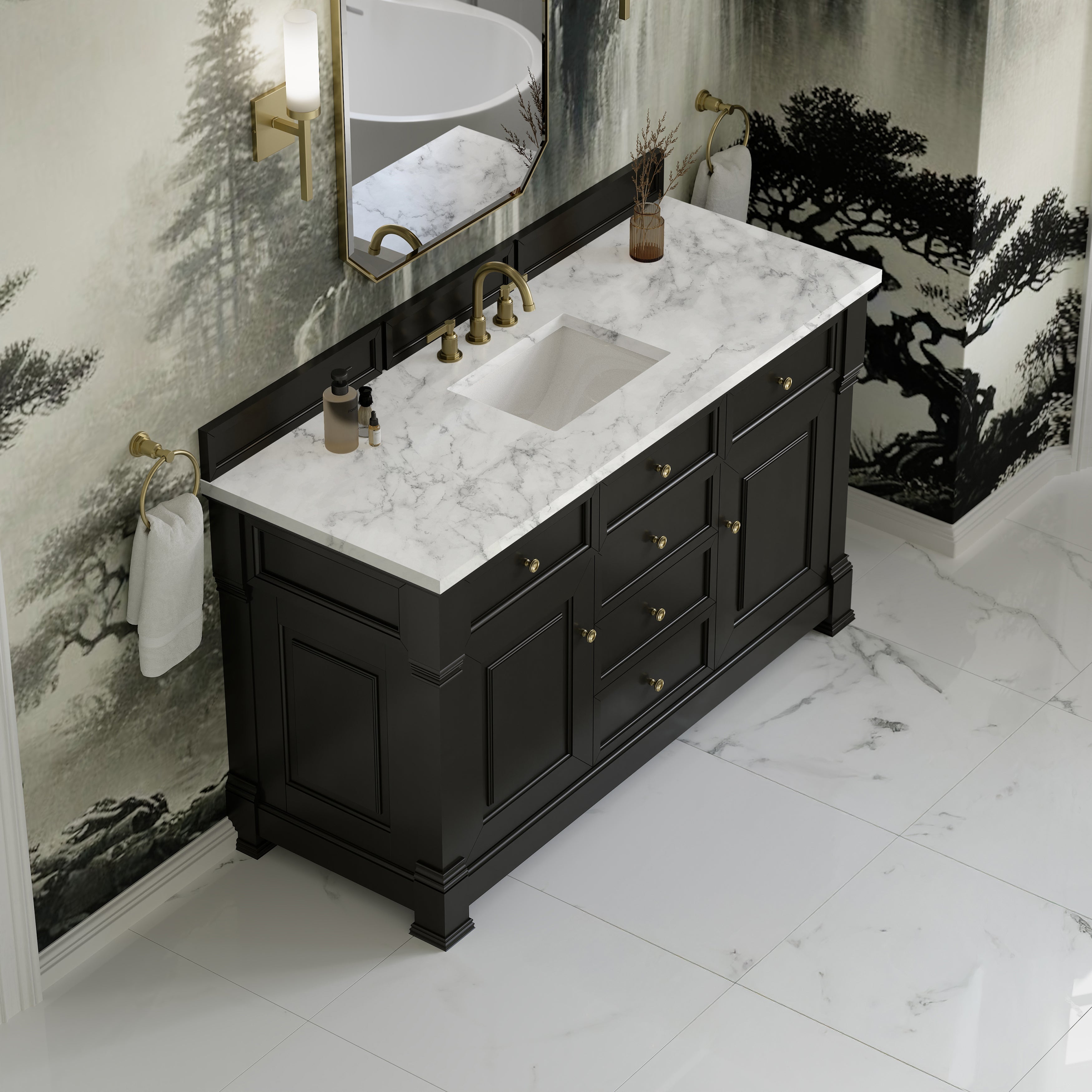 James Martin Brookfield 60" Single Vanity in Black Onyx with 3cm Countertop