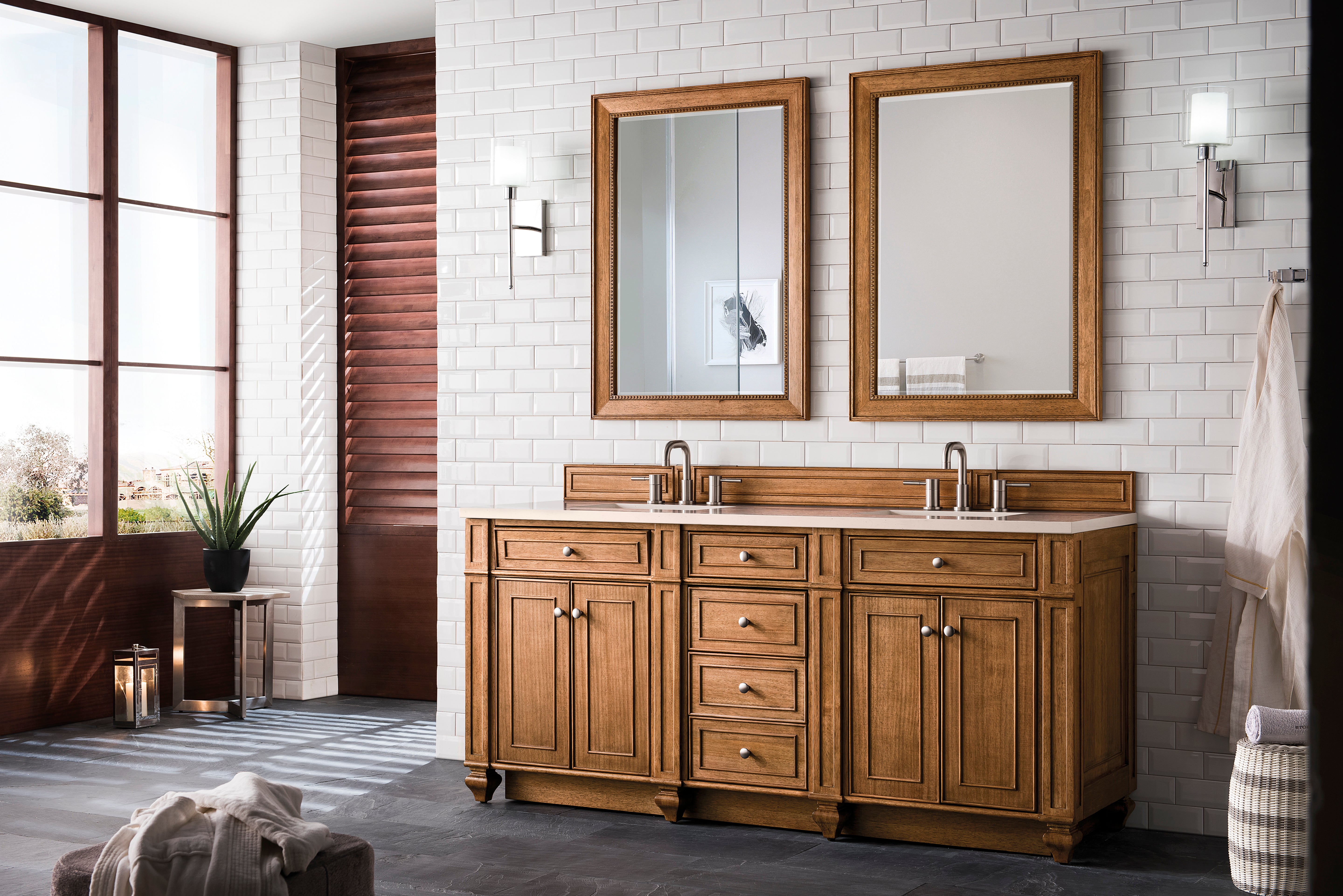 James Martin Bristol 72" Double Vanity in Saddle Brown with 3cm Countertop