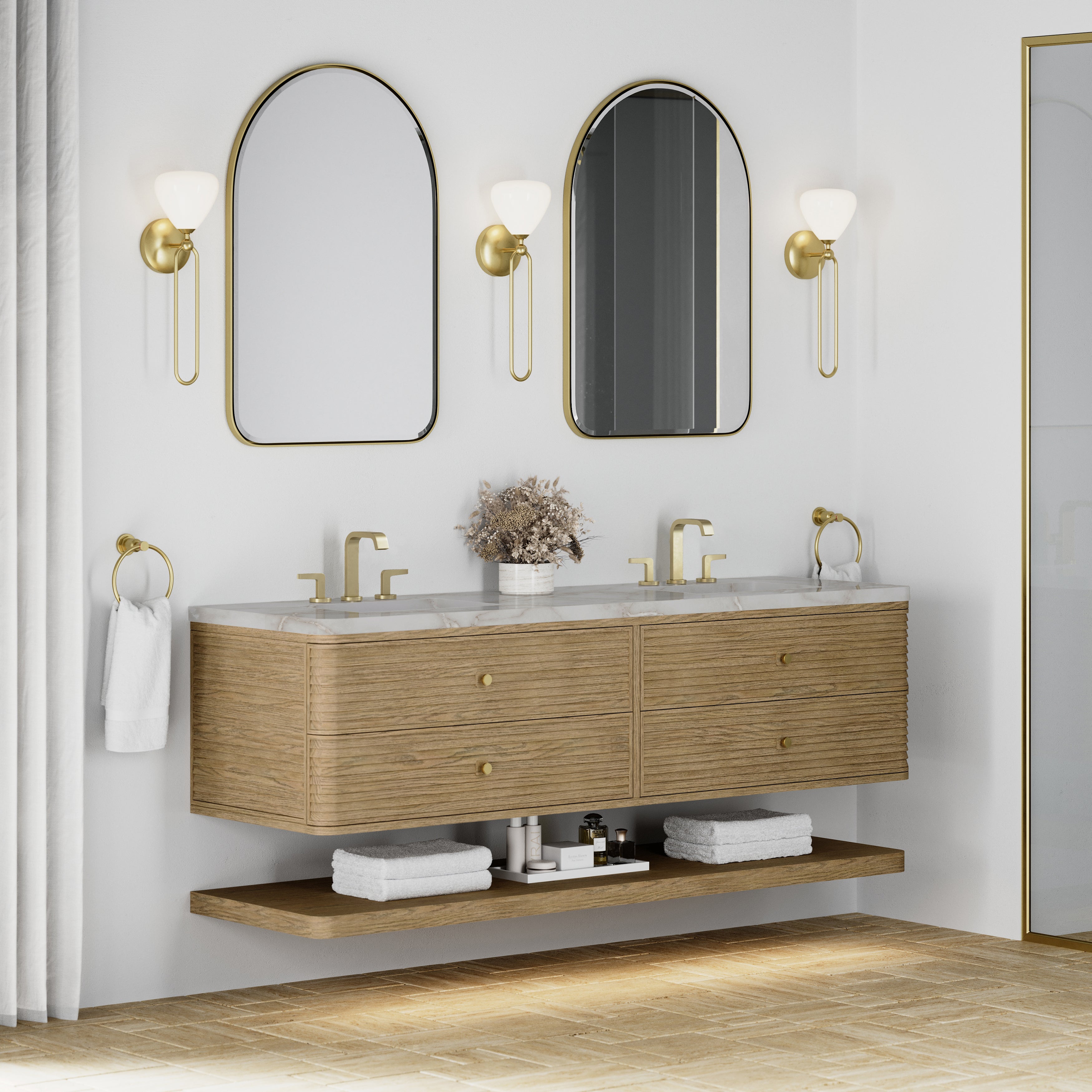 James Martin Allamari 72" Double Vanity in Dune Mist with 3cm Countertop