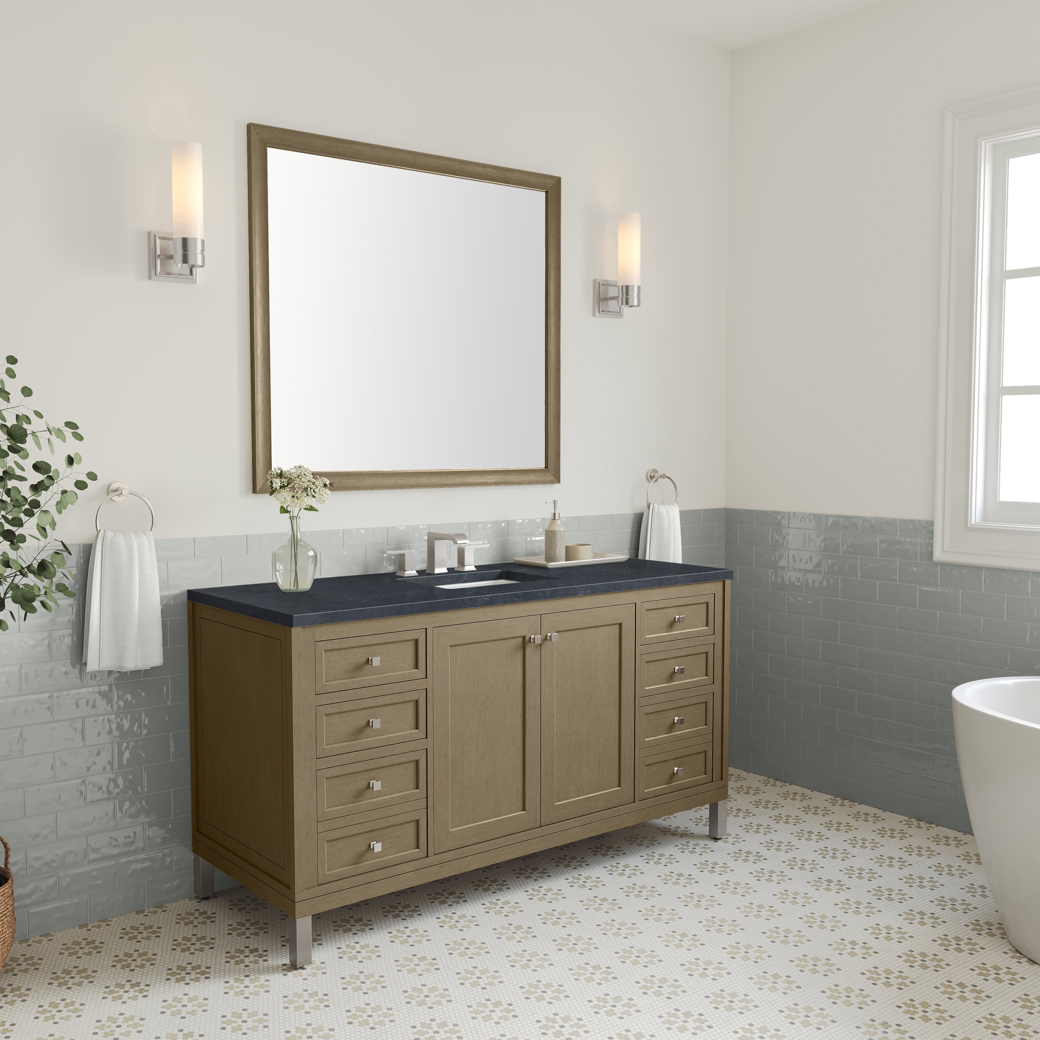 James Martin Chicago 60" Single Vanity in Walnut Whisper with 3cm Countertop