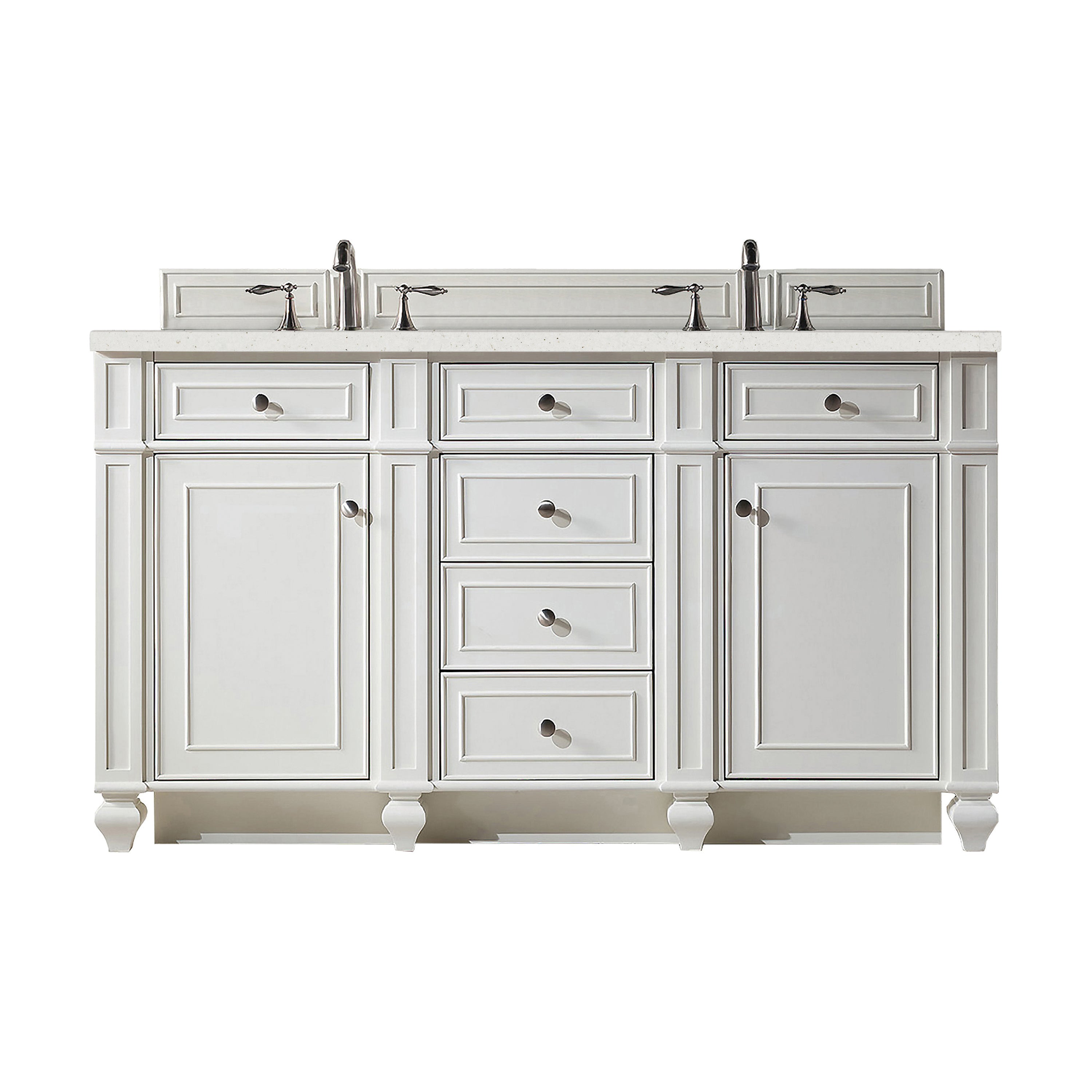 James Martin Bristol 60" Double Vanity in Bright White with 3cm Countertop