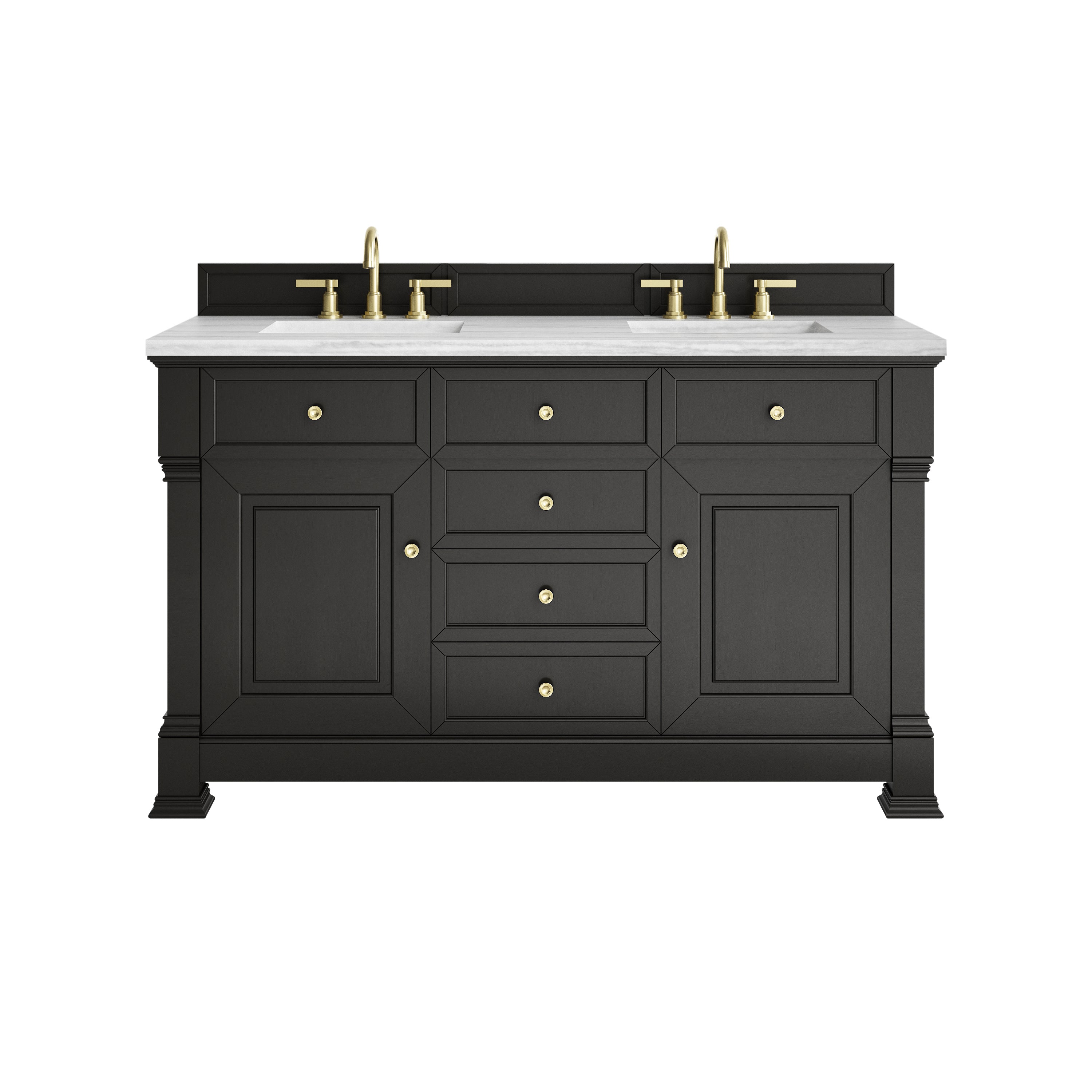 James Martin Brookfield 60" Double Vanity in Black Onyx with 3cm Countertop