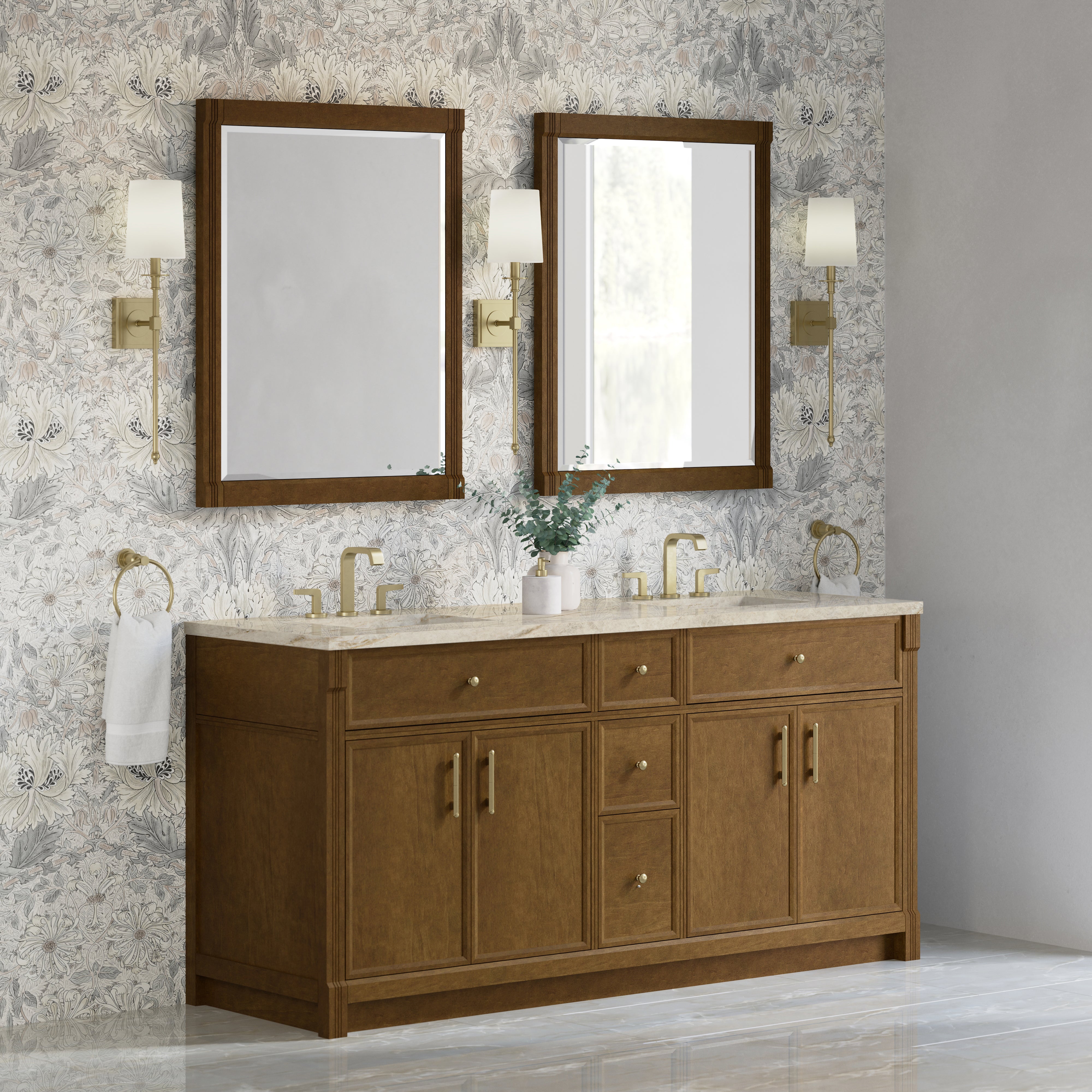 James Martin Bellshire 72" Double Vanity in Honey Oak with 3cm Countertop