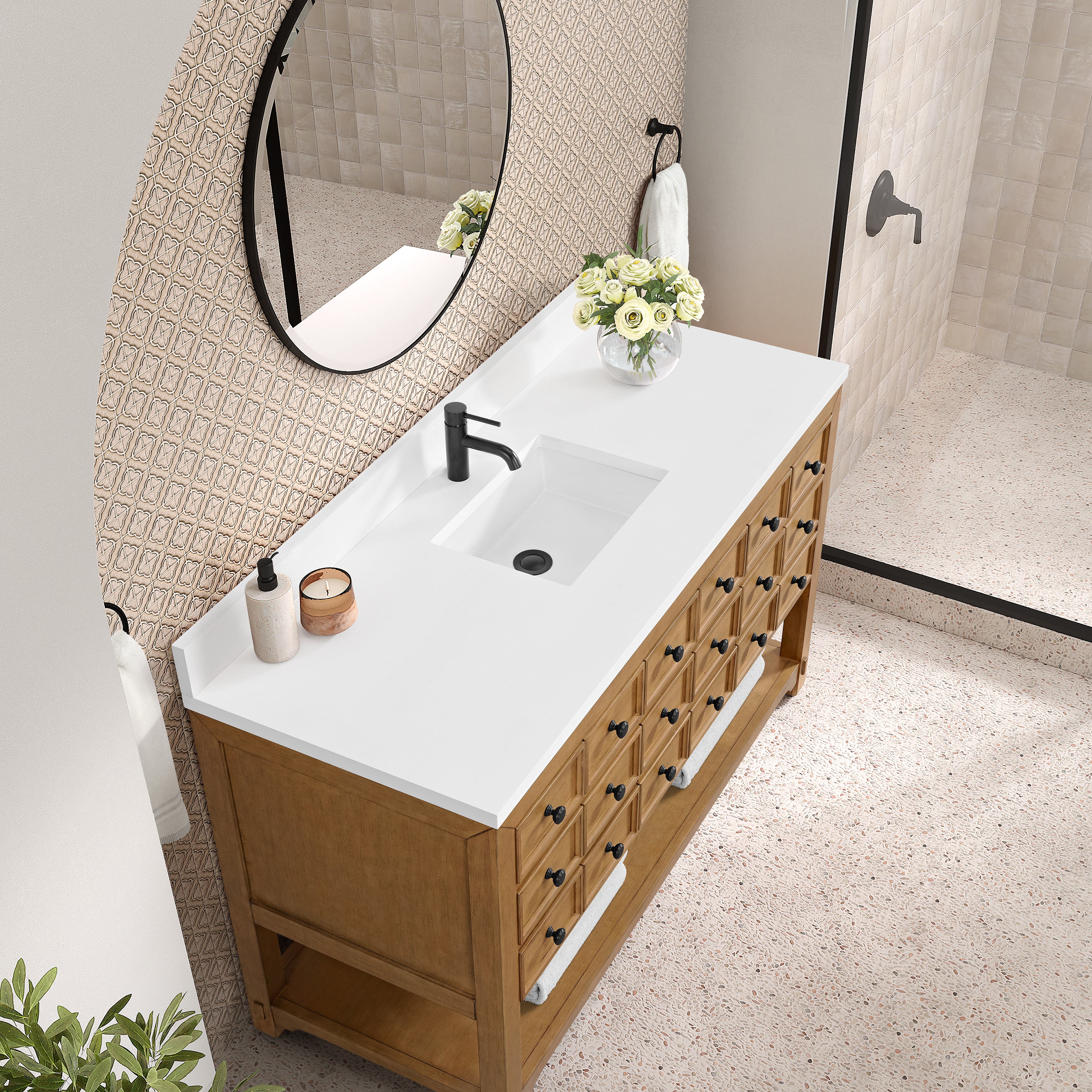 James Martin Malibu 60" Single Vanity in Amber Birch with 3cm Countertop
