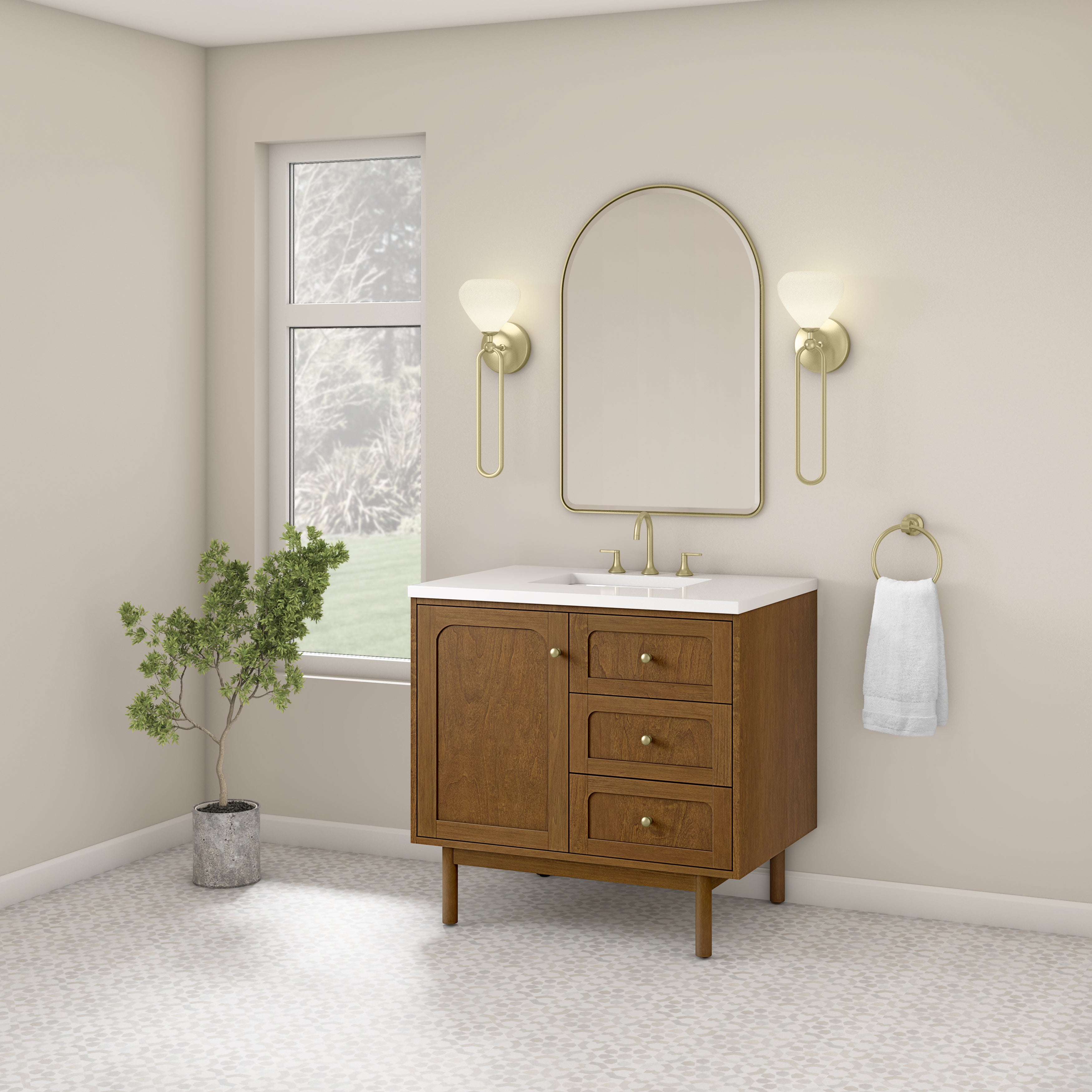 James Martin Laurent 36" Single Vanity in Honey Oak with 3cm Countertop