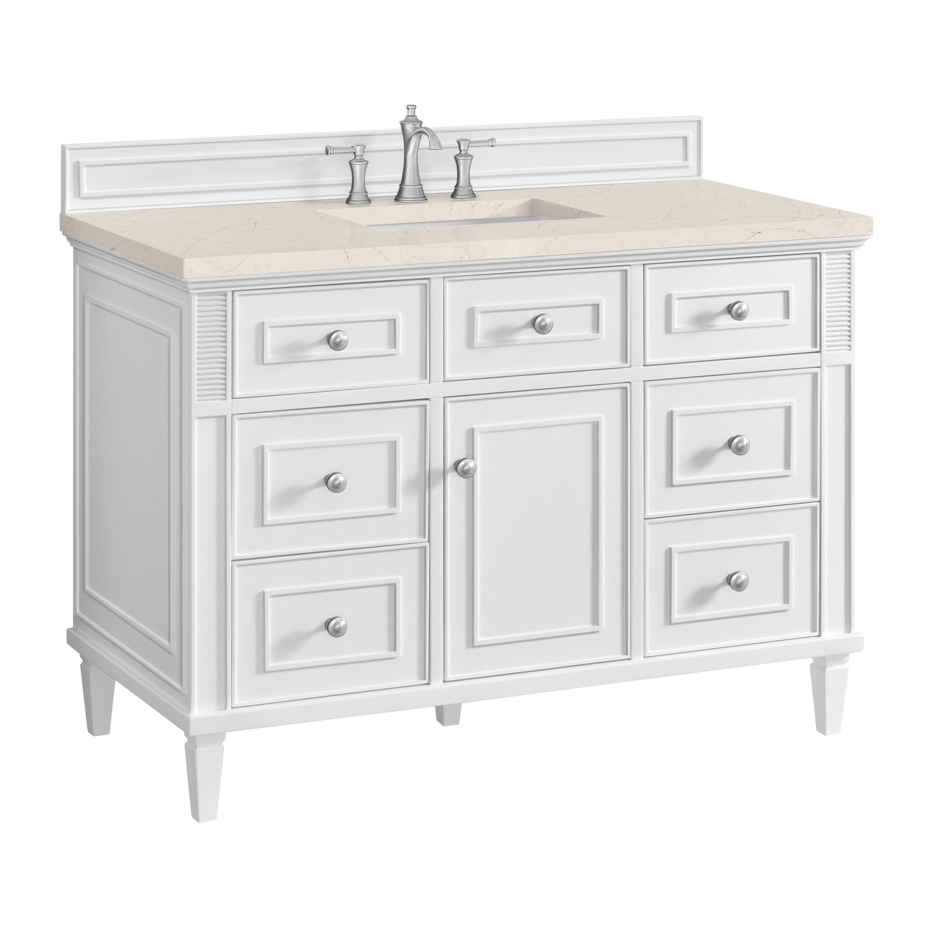 James Martin Lorelai 48" Single Vanity in Bright White with 3cm Countertop