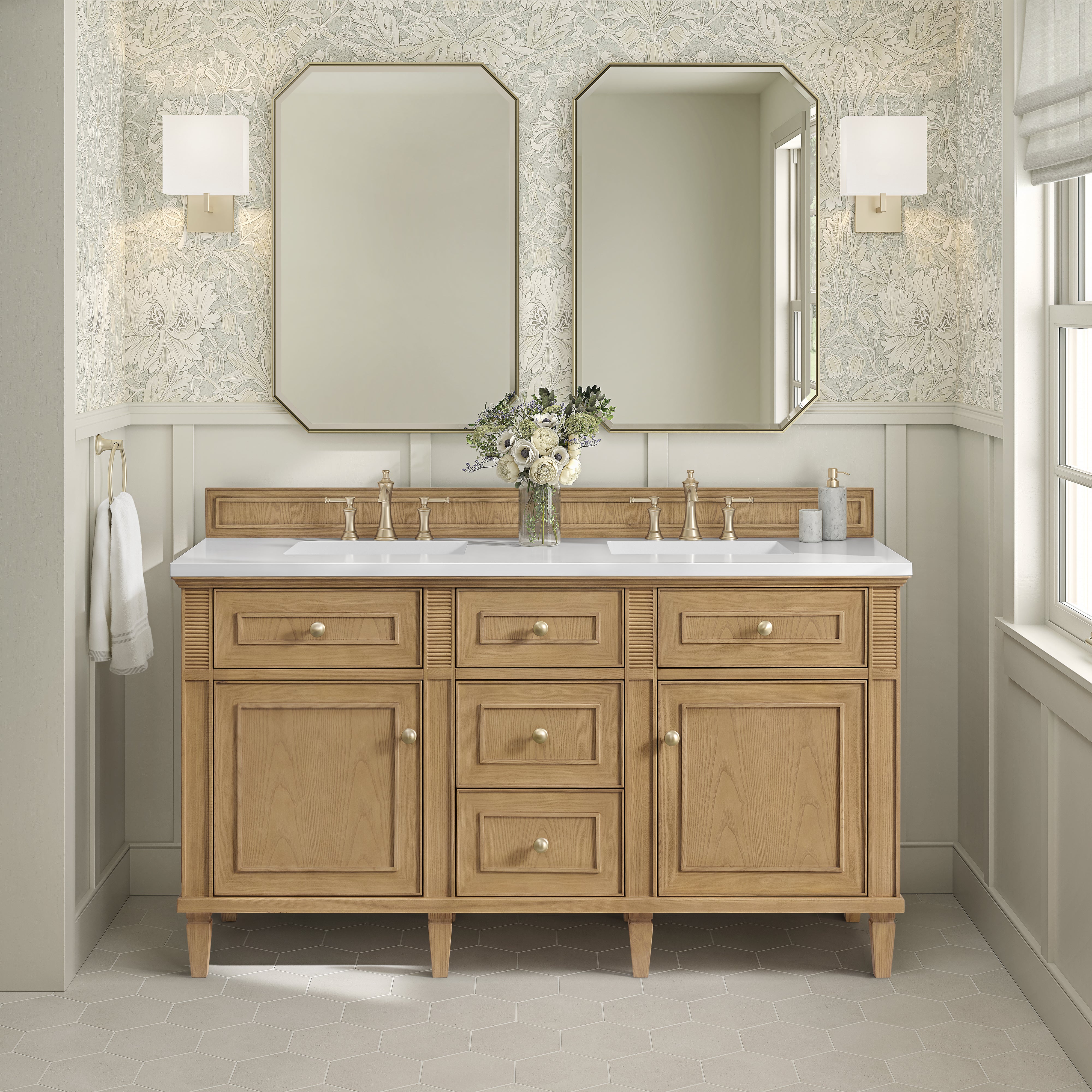 James Martin Lorelai 60" Double Vanity in Light Natural Oak with 3cm Countertop