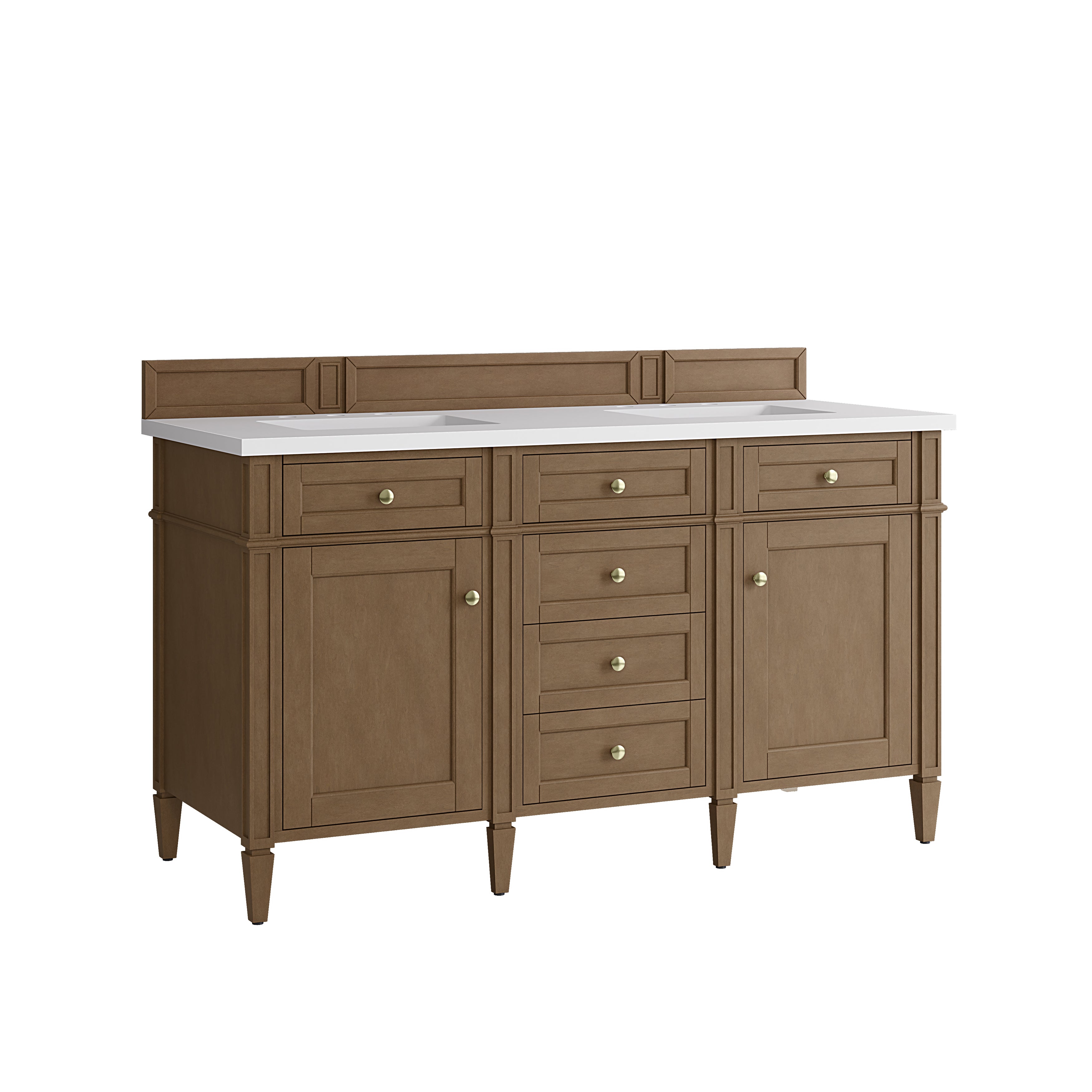 James Martin Brittany 60" Double Vanity in Pecan with 3cm Countertop