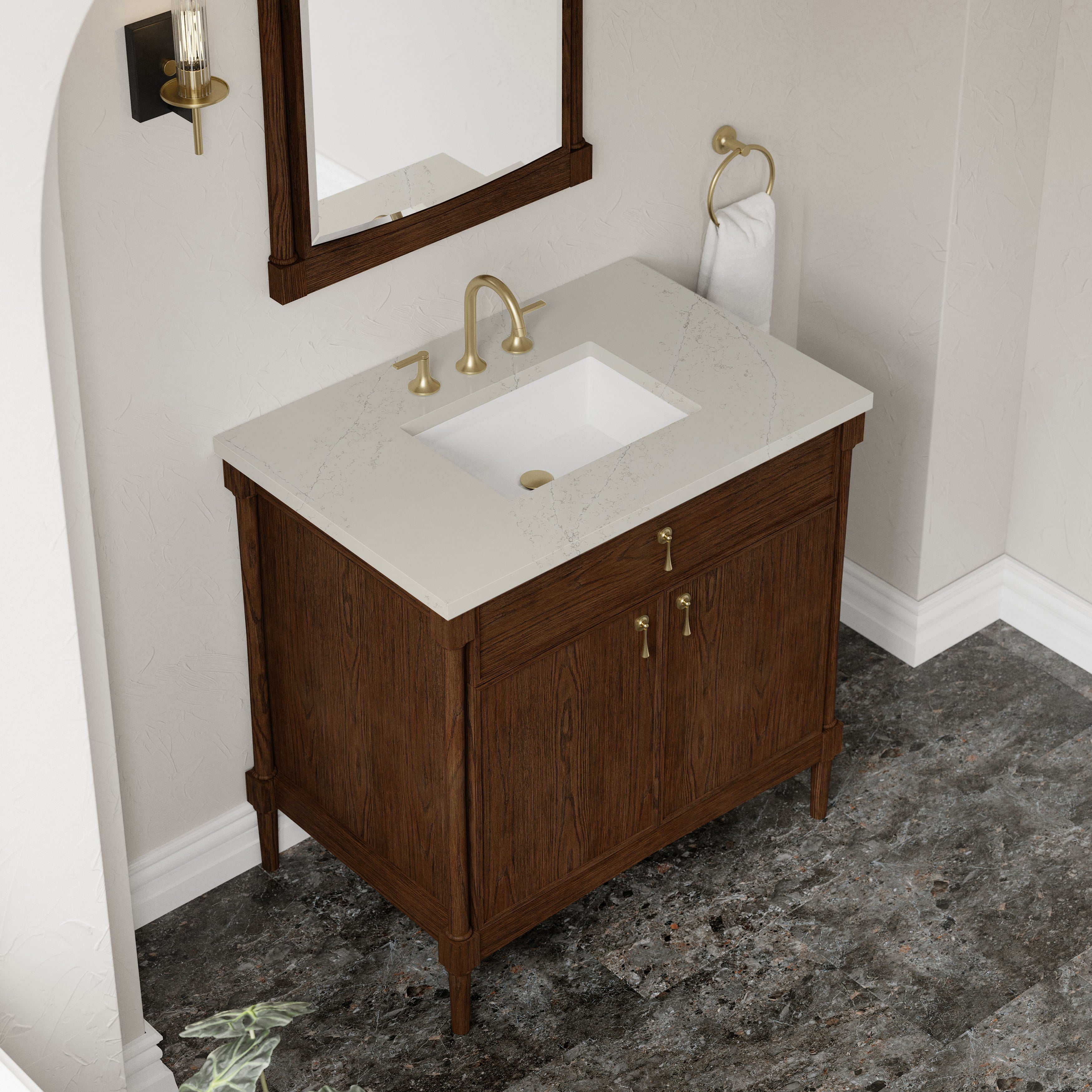 James Martin Kinnsden 36" Single Vanity in Sable Oak with 3cm Countertop